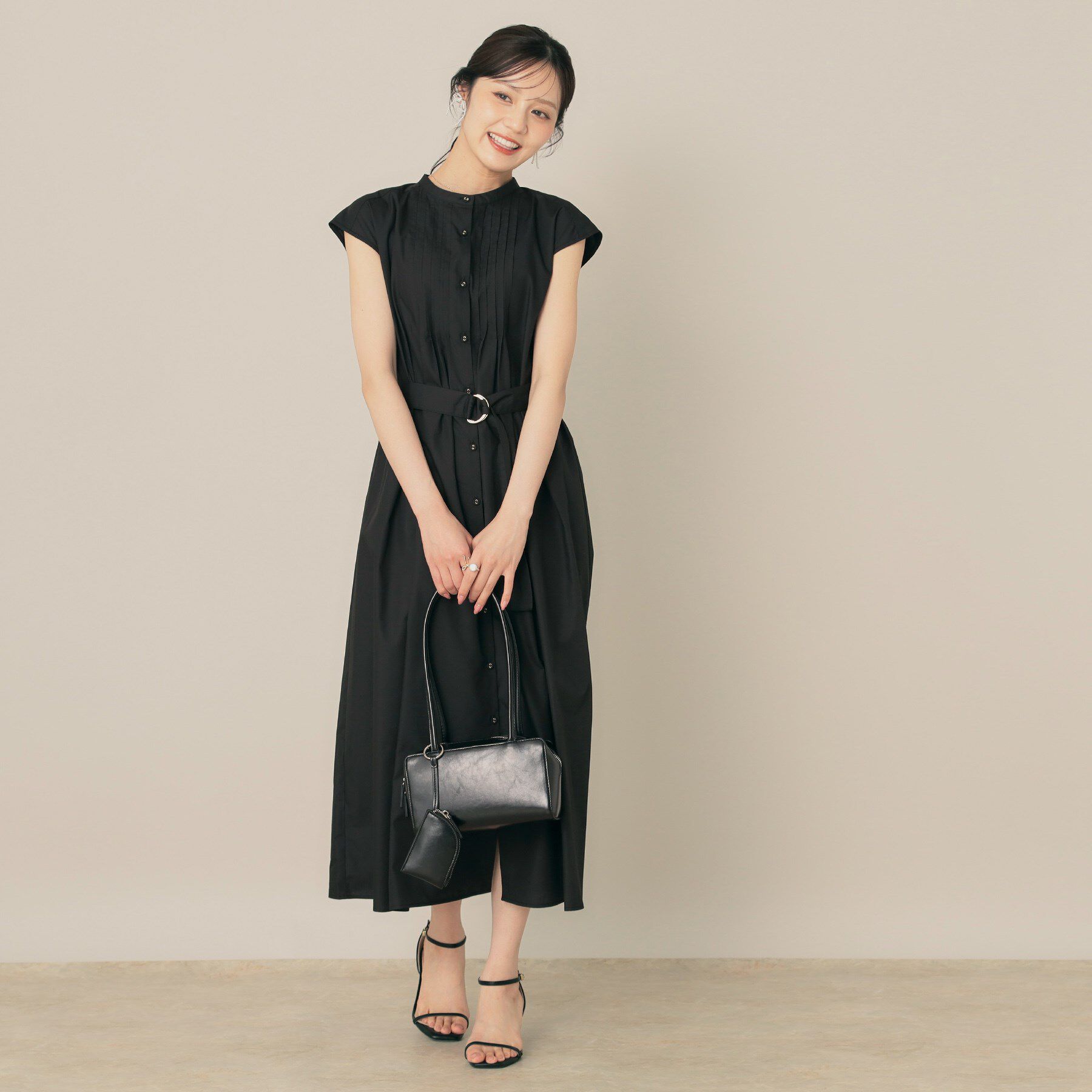 Couture broach「【Aライン・細見え】フロントタックシャツワンピース」|ワンピース|