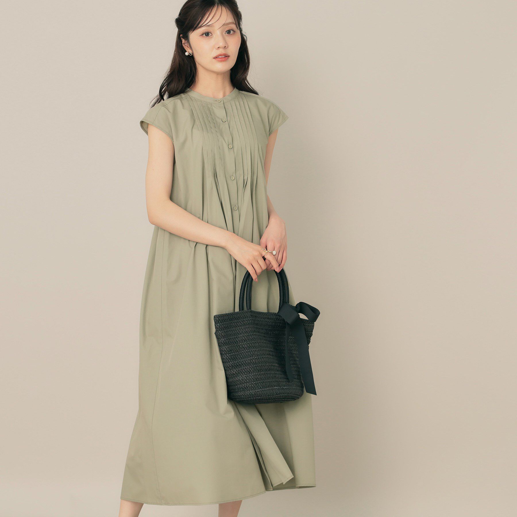 Couture broach「【Aライン・細見え】フロントタックシャツワンピース」|ワンピース|