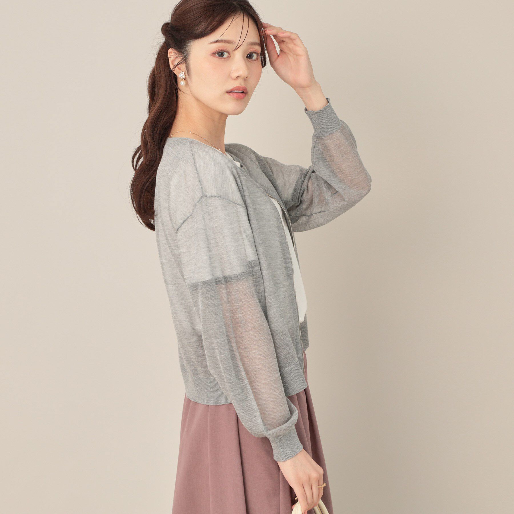 Couture broach「LEVITAシアージップアップブルゾン」|カーディガン|