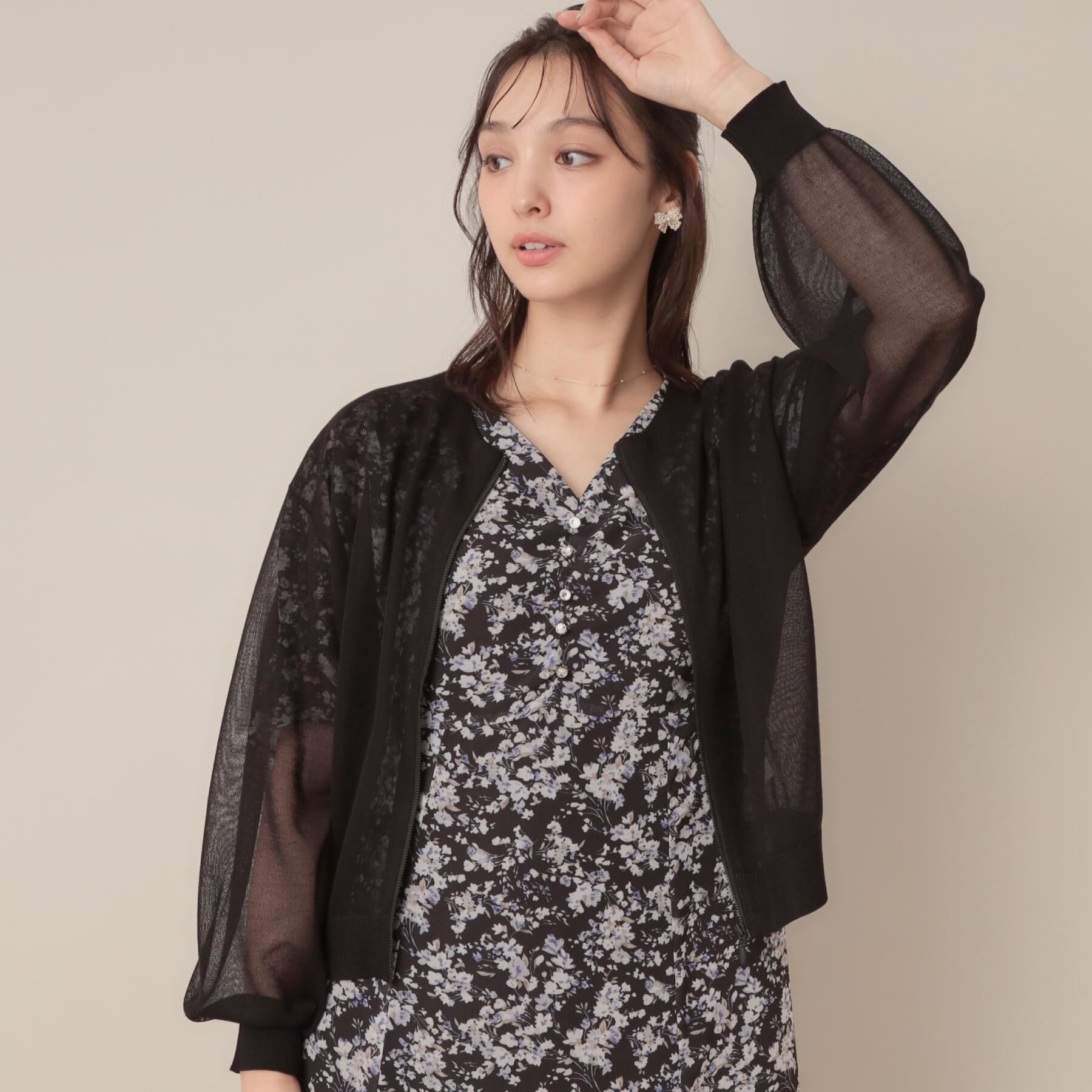 Couture broach「LEVITAシアージップアップブルゾン」|カーディガン|