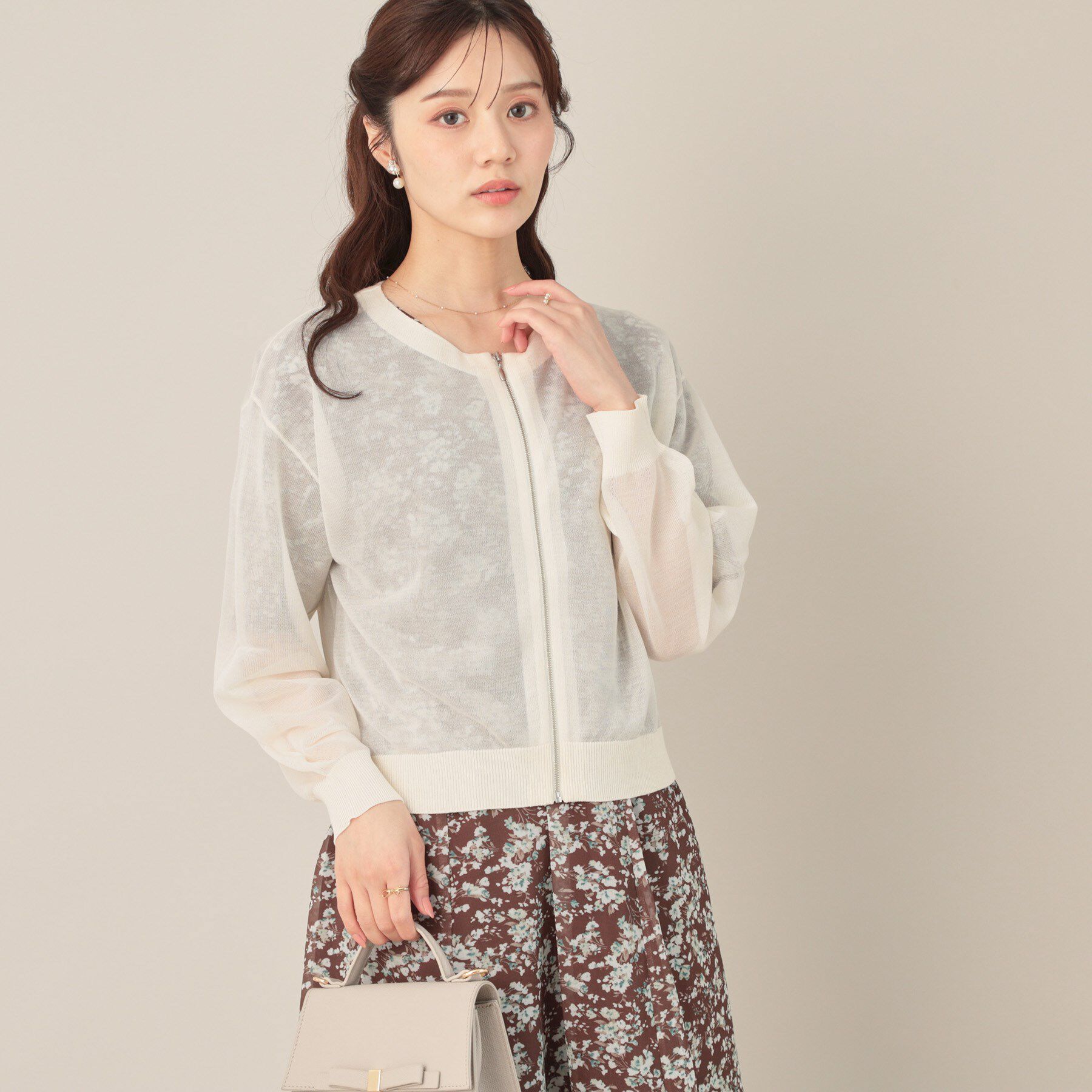 Couture broach「LEVITAシアージップアップブルゾン」|カーディガン|