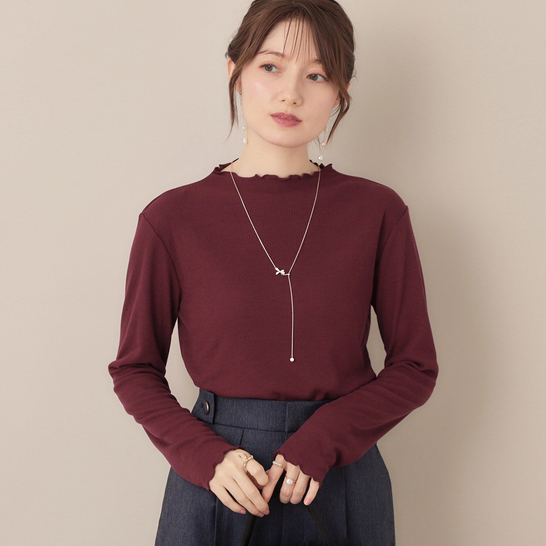 Couture broach「【ほんのりシアー・きれいめ】サステナブル テレコインナートップス」|Tシャツ・カットソー|