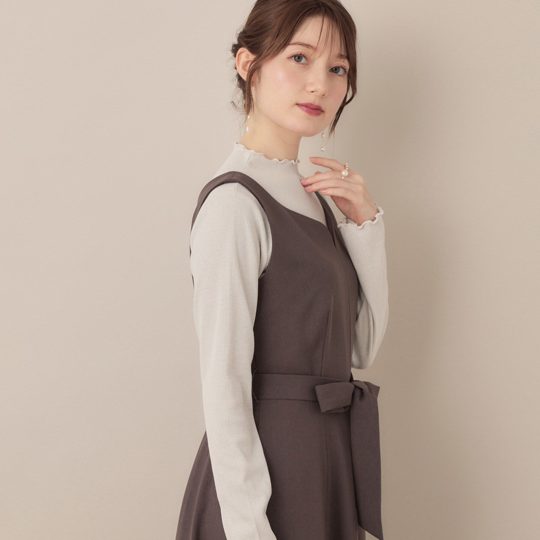 Couture broach「【ほんのりシアー・きれいめ】サステナブル テレコインナートップス」|Tシャツ・カットソー|