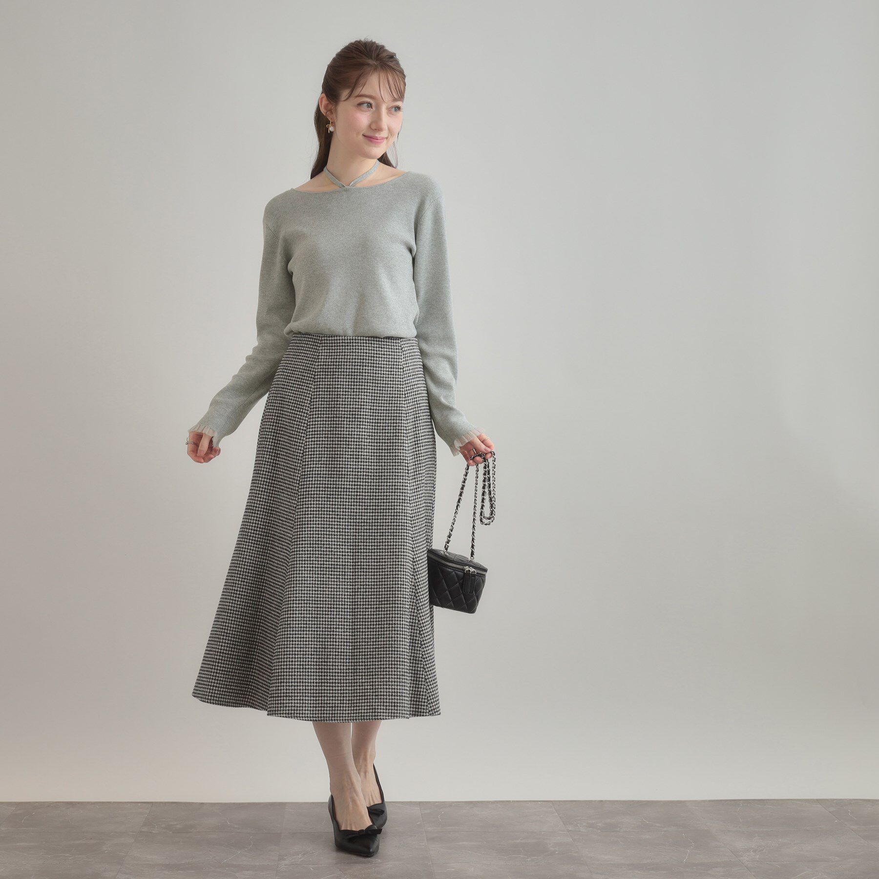 Couture broach「【大人可愛い・リボン取り外し可】前後2WAYラメリブ シアープチフリルニット」|ニット・セーター|