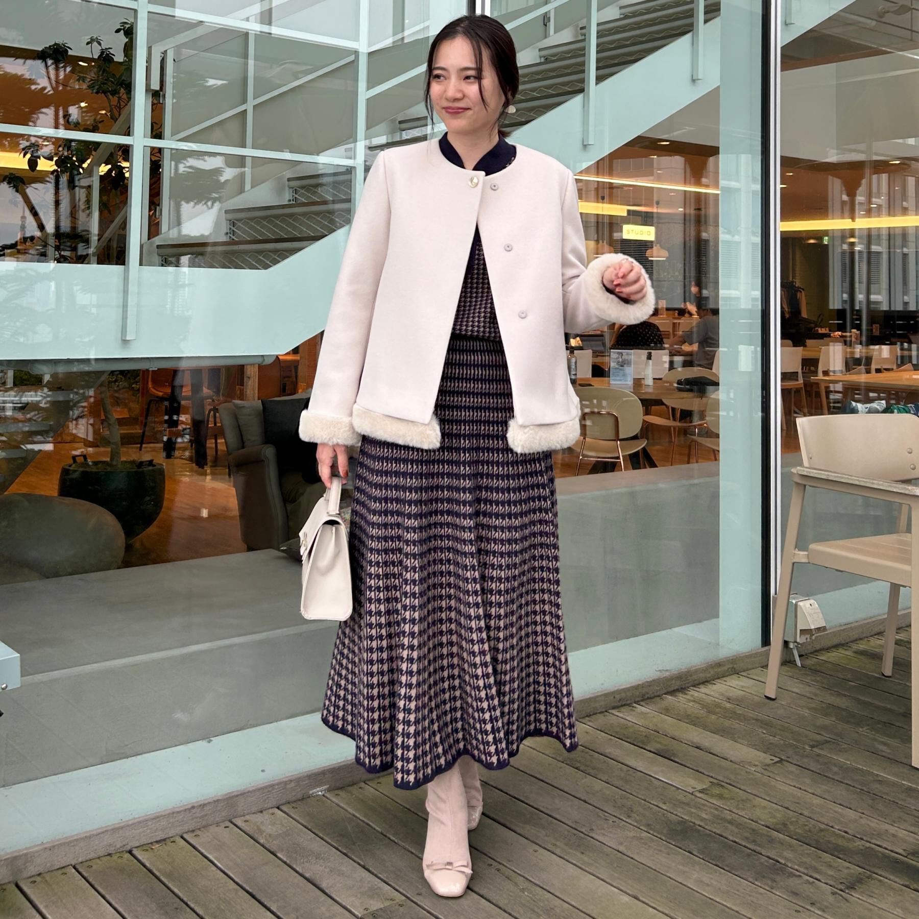 Couture broach「【クラシカル・大人上品】千鳥ジャカードニットプリーツスカート」|スカート|