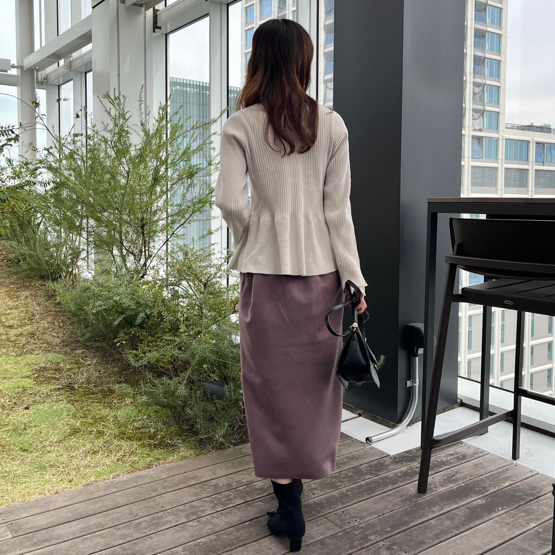 Couture broach「【袖口レース・着映え】短毛モールペプラム カーデ」|カーディガン|