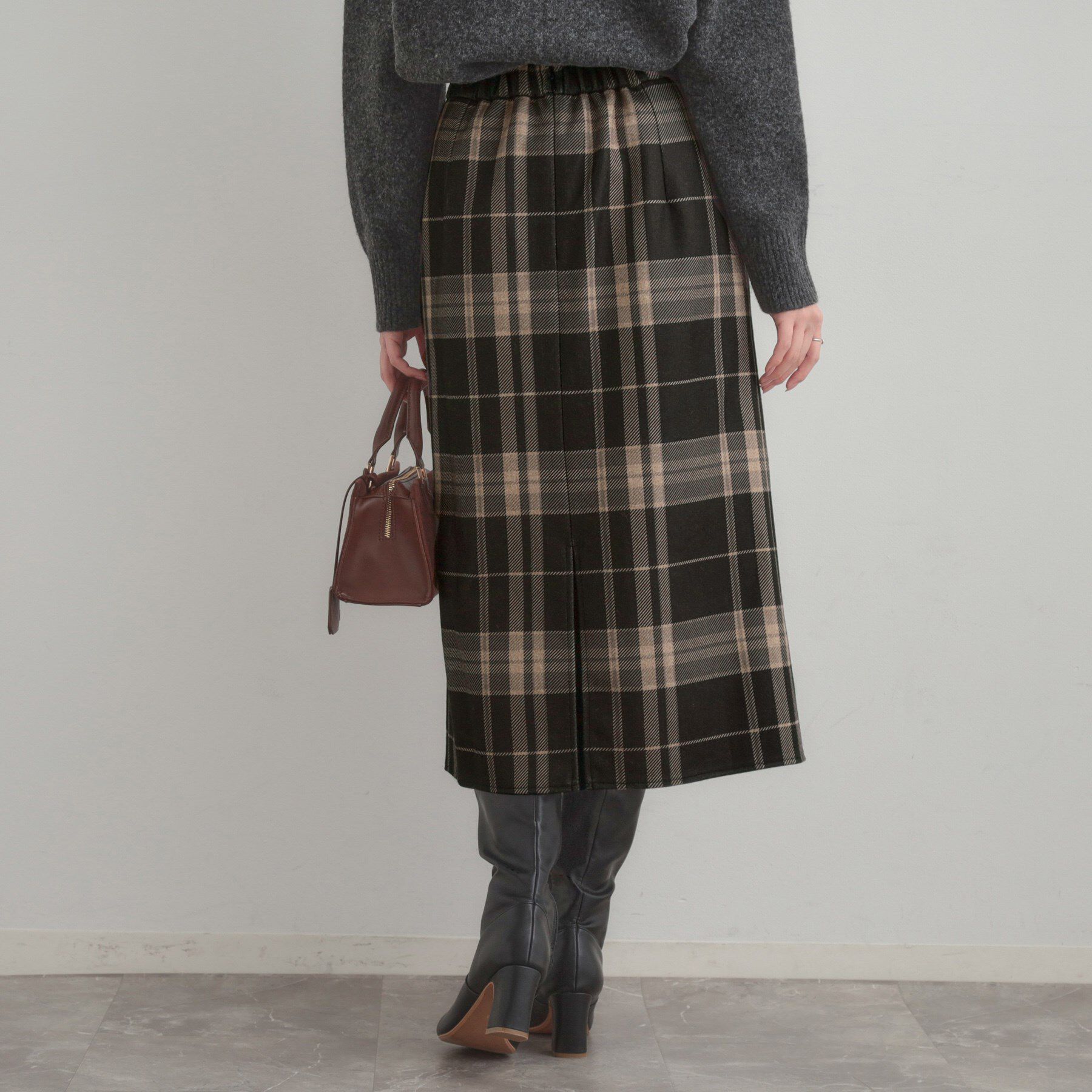 Couture broach「【洗える/微起毛】Iライン チェックスカート」|スカート|