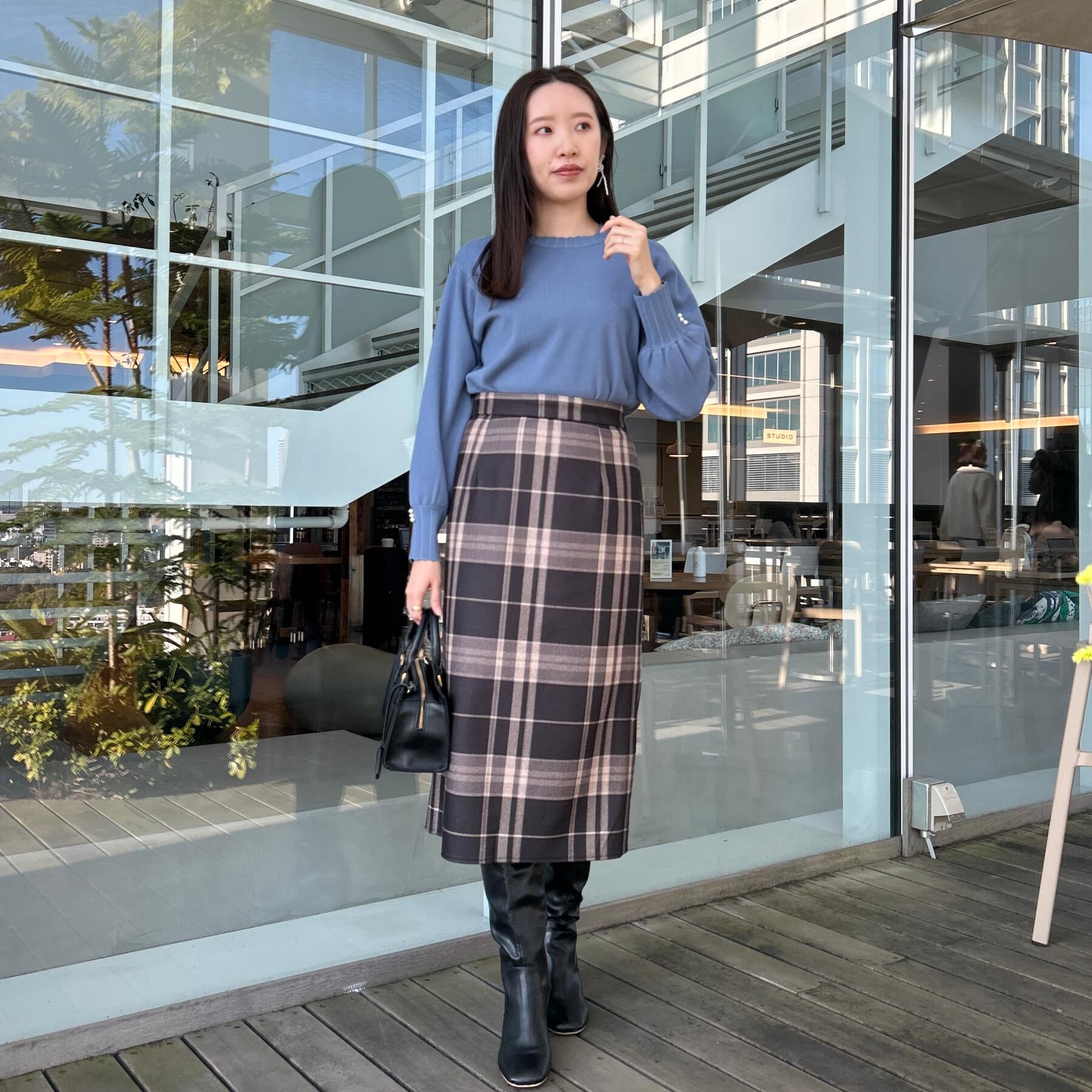 Couture broach「【洗える/微起毛】Iライン チェックスカート」|スカート|