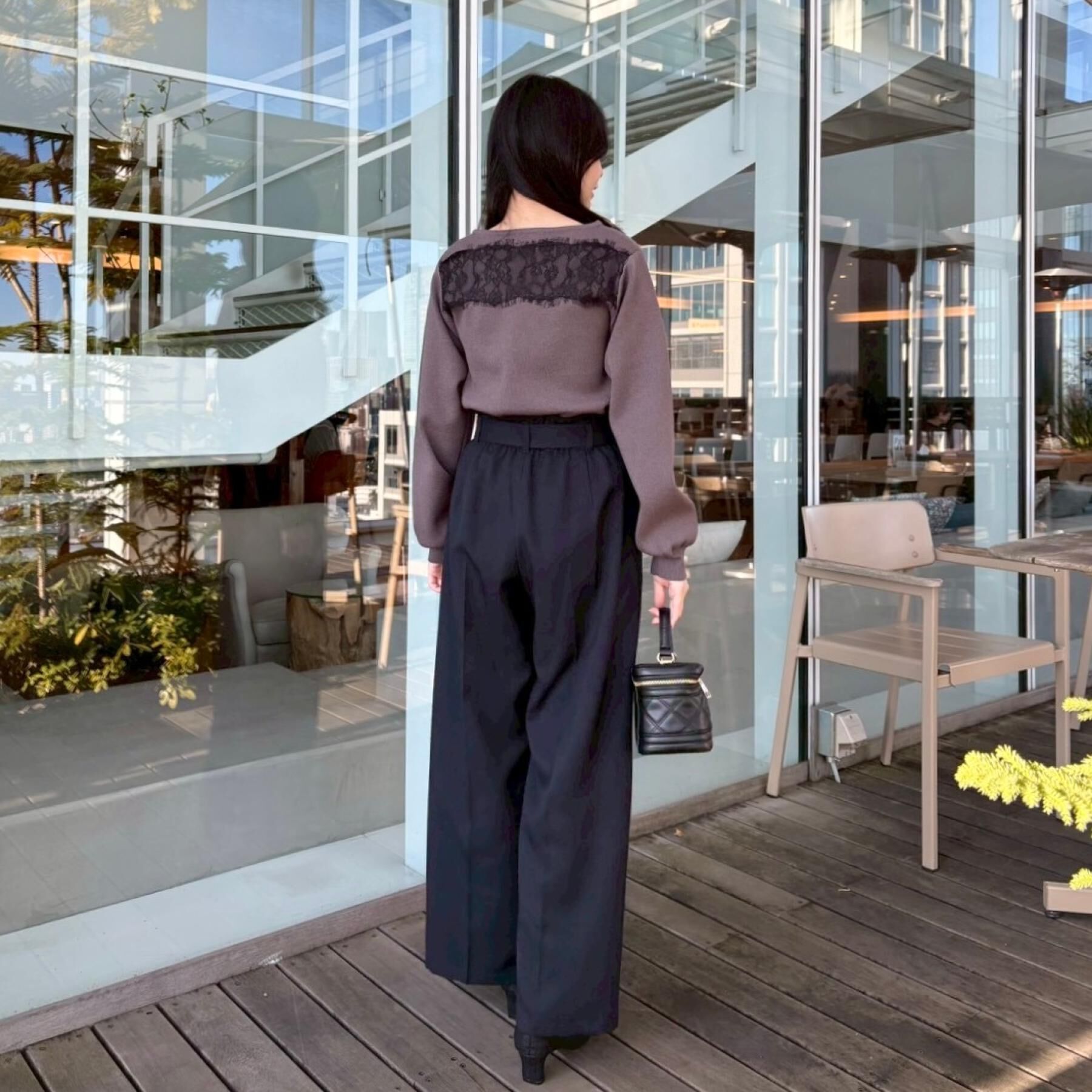 Couture broach「【洗える・通勤】レース ドッキング ニット」|ニット・セーター|