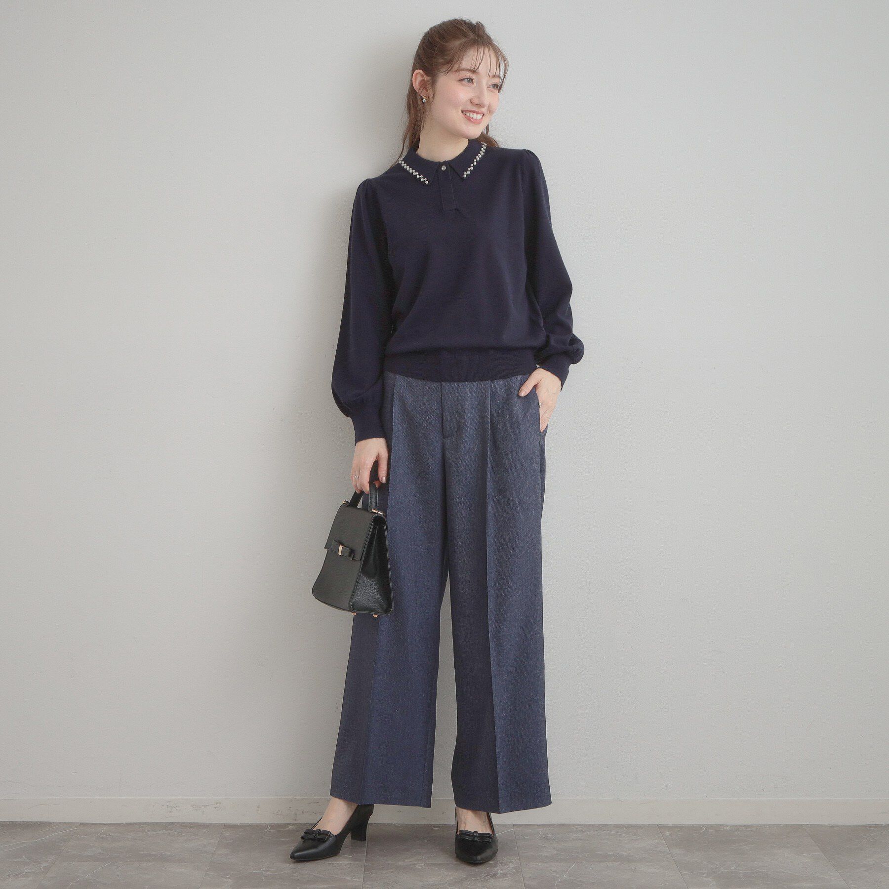 Couture broach「【洗える・着映え】パール調衿ニット」|ニット・セーター|