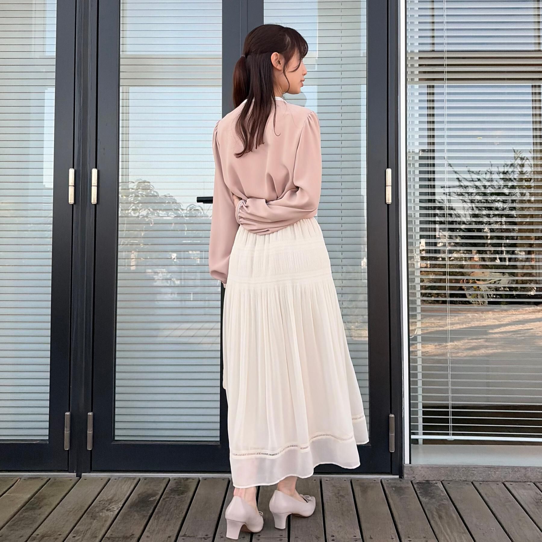 Couture broach「【洗える・ハレの日・通勤】配色 細リボンタイ ブラウス」|シャツ・ブラウス|