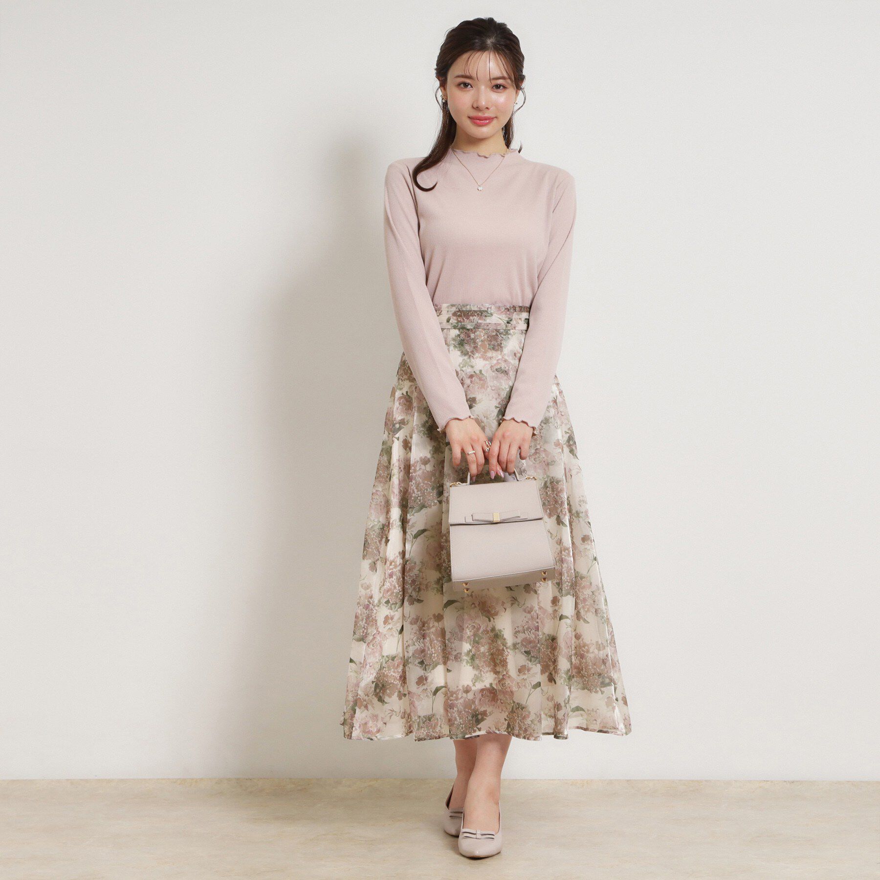 Couture broach「【洗える・通勤】Springオーガンフルールスカート」|スカート|