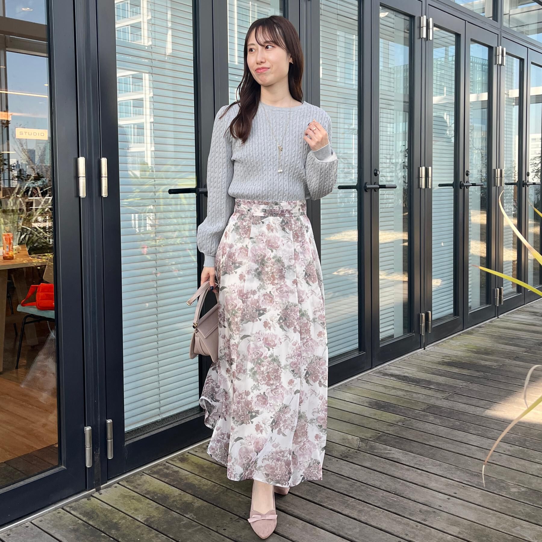 Couture broach「【洗える・通勤】Springオーガンフルールスカート」|スカート|