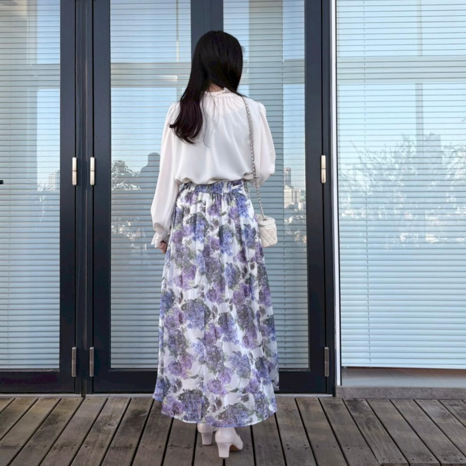 Couture broach「【洗える・通勤】Springオーガンフルールスカート」|スカート|