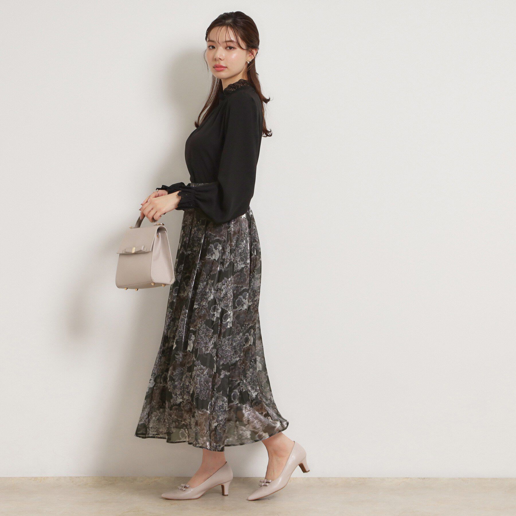 Couture broach「【洗える・通勤】Springオーガンフルールスカート」|スカート|