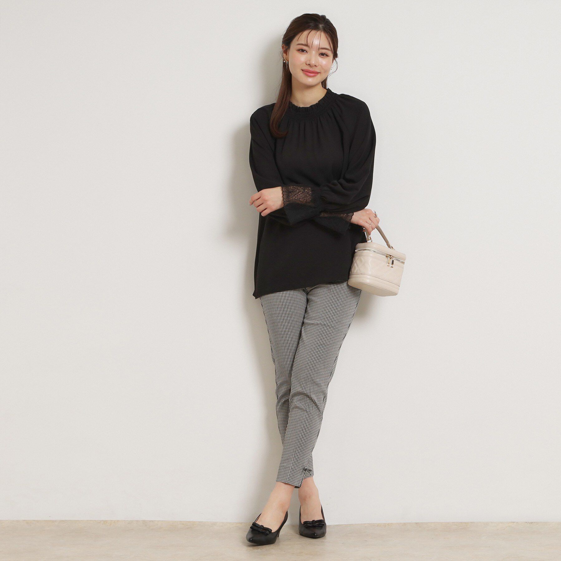 Couture broach「【通勤・着映え】レースカフス ピコシャーリング バックリボンブラウス」|シャツ・ブラウス|