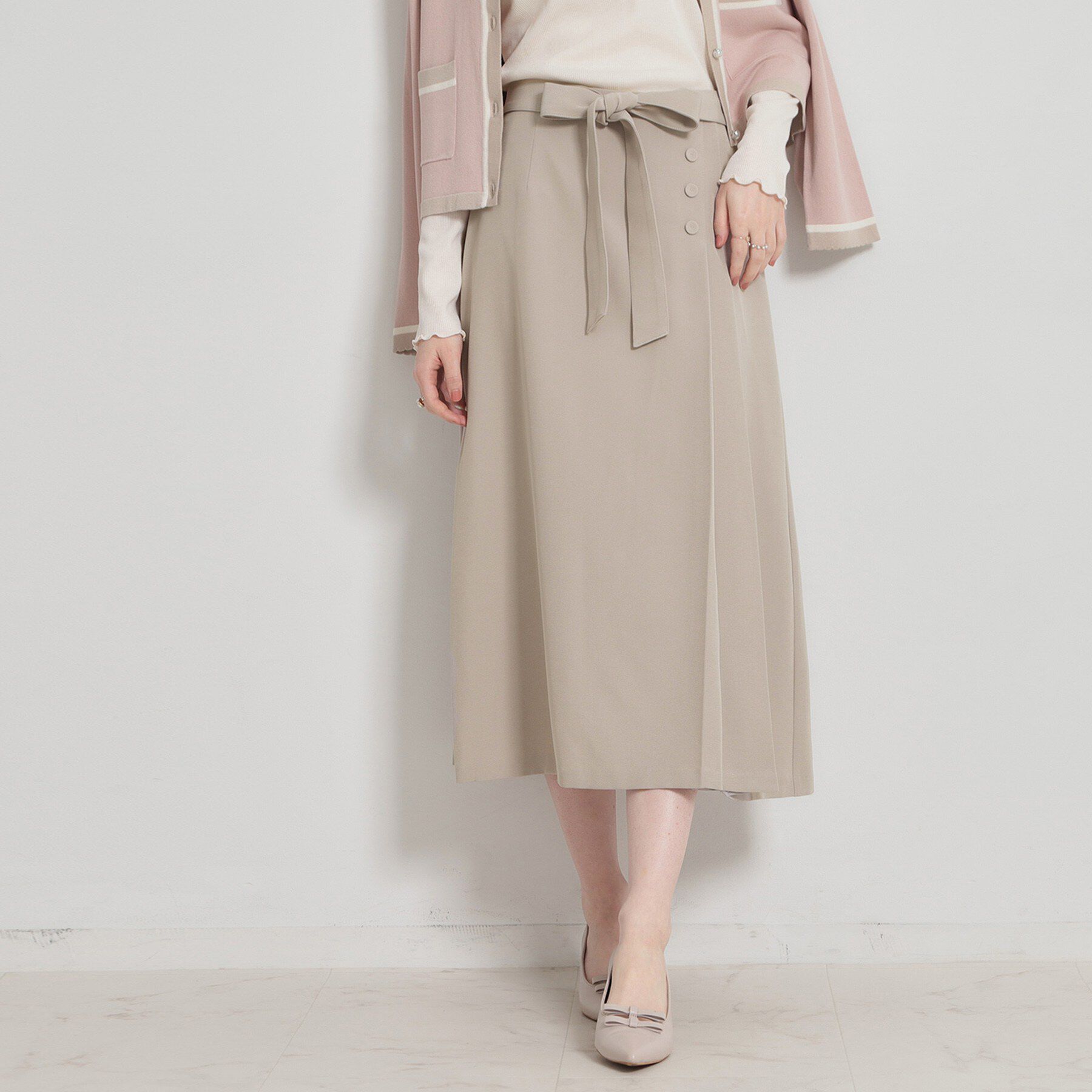 Couture broach「【洗える・通勤】サイドタック ナロースカート」|スカート|グレージュ(050)