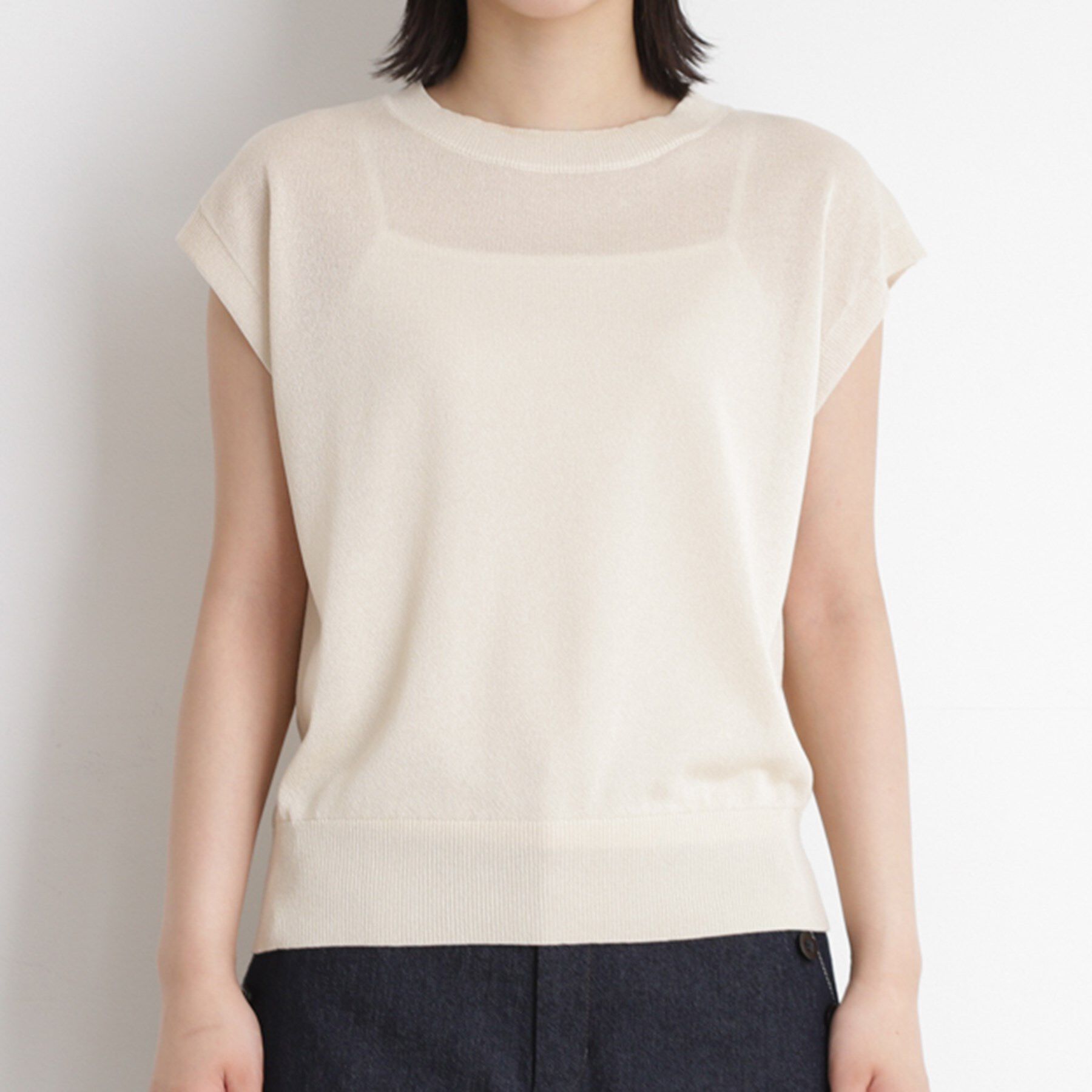 THE SHOP TK「ラメシアーフレンチ袖トップス【セットUP可/洗濯機OK】」|ニット・セーター|