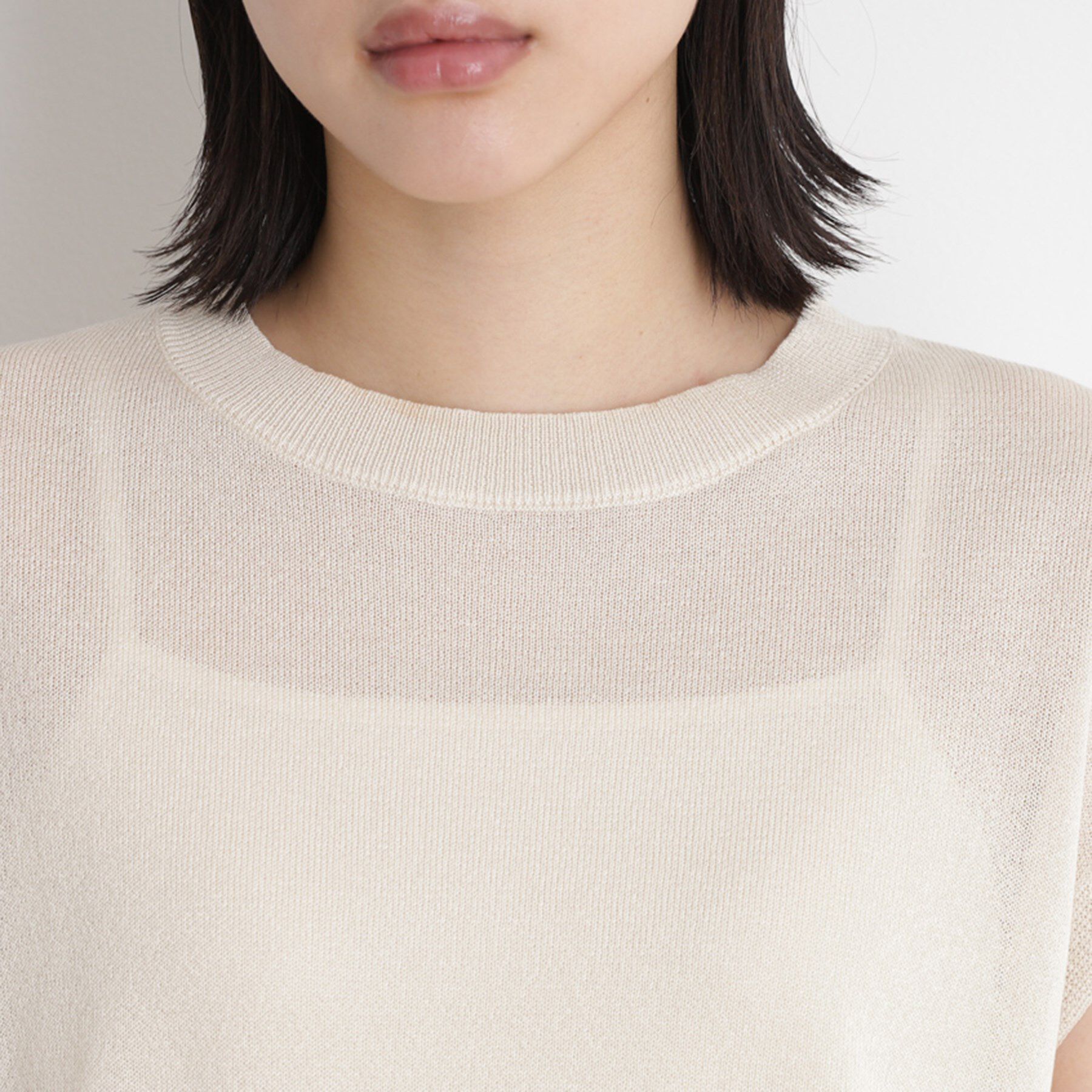 THE SHOP TK「ラメシアーフレンチ袖トップス【セットUP可/洗濯機OK】」|ニット・セーター|