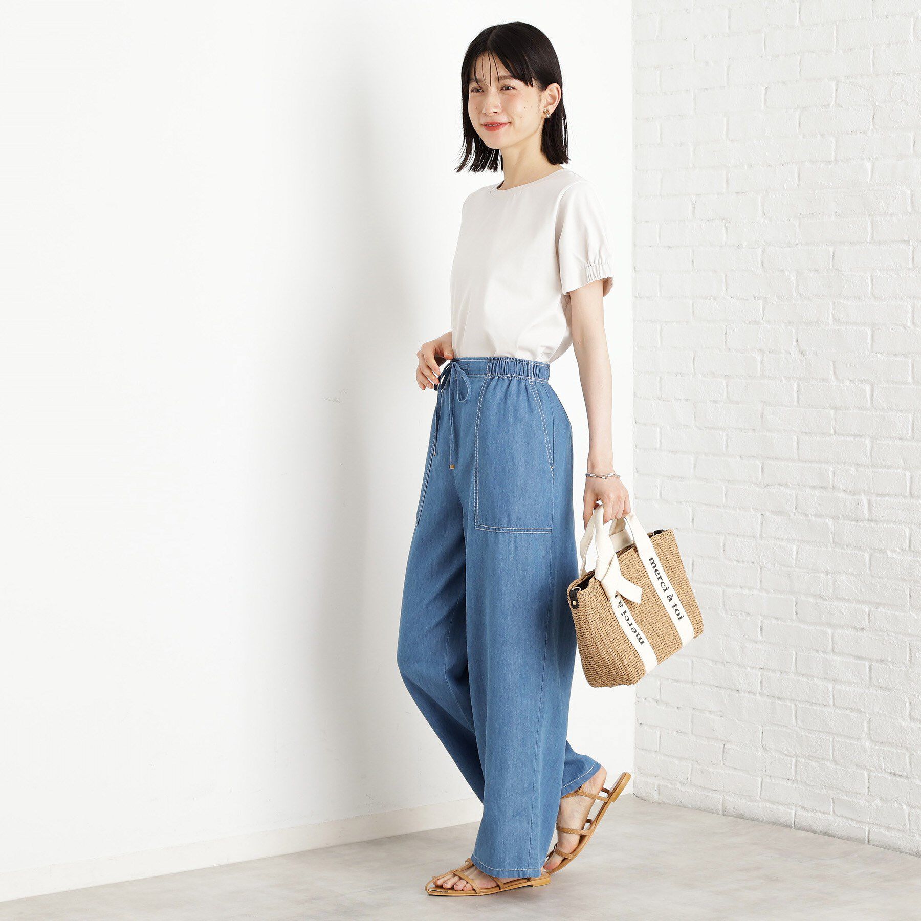 THE SHOP TK「デニムイージーワイドパンツ【洗える】」|その他|