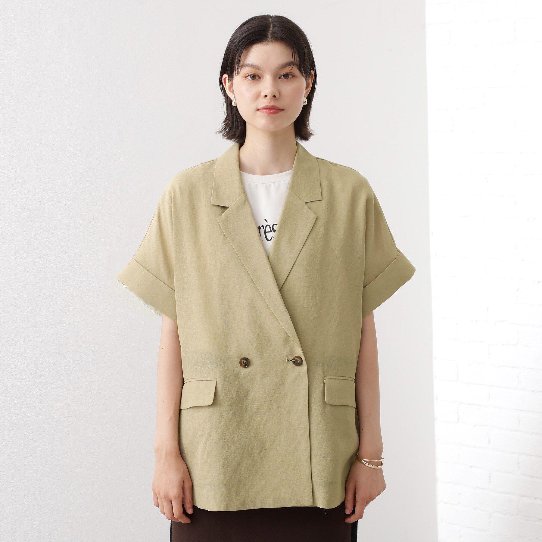 THE SHOP TK「半袖シアージャケット【洗える】」|テーラードジャケット|