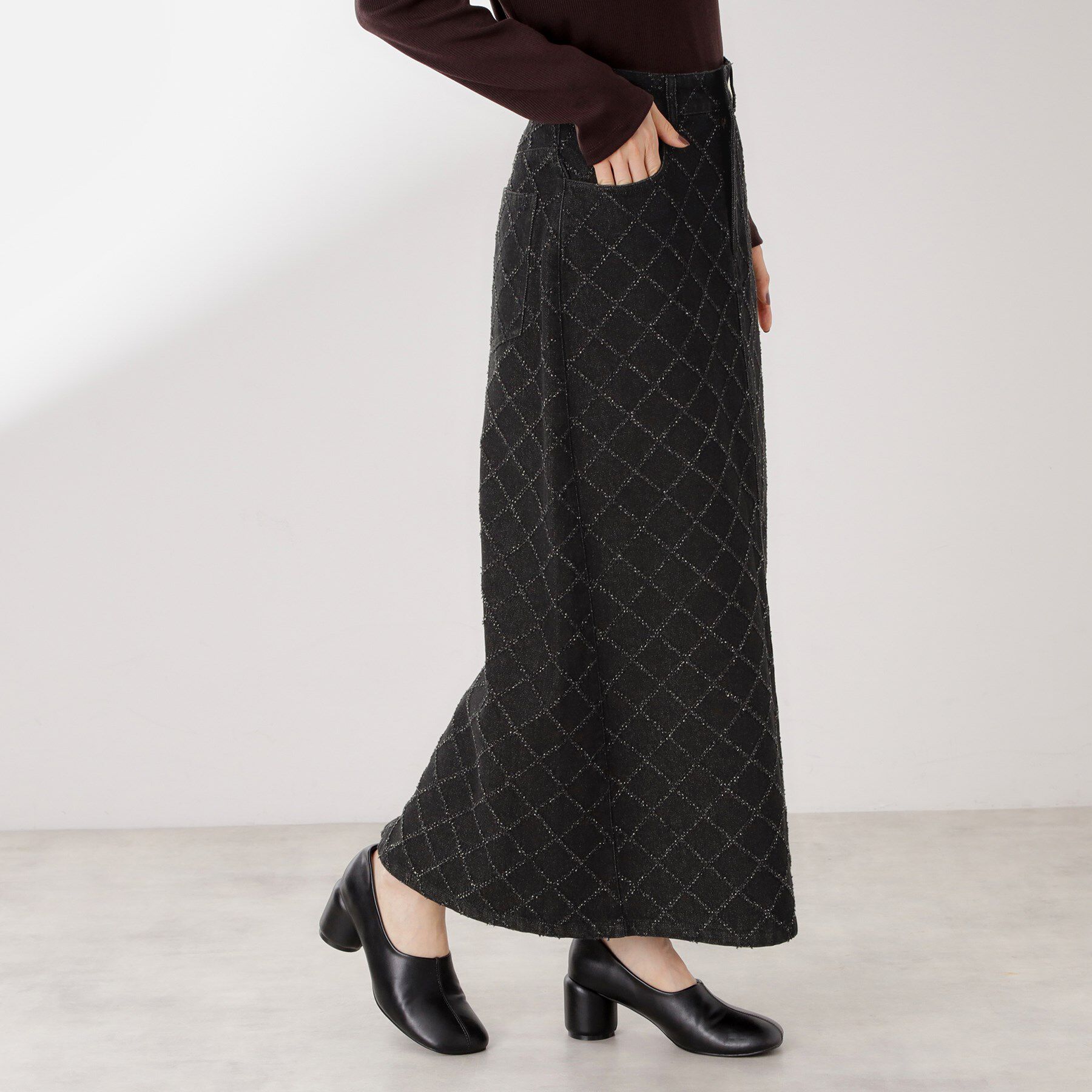 THE SHOP TK「ジャカードデニムロングスカート【洗濯機OK】」|スカート|