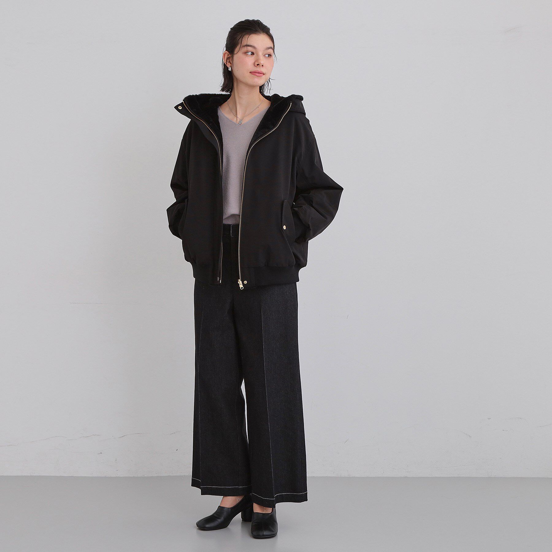 THE SHOP TK「【2WAY/洗える】リバーシブル フェイクファーブルゾン」|ブルゾン・スタジャン|