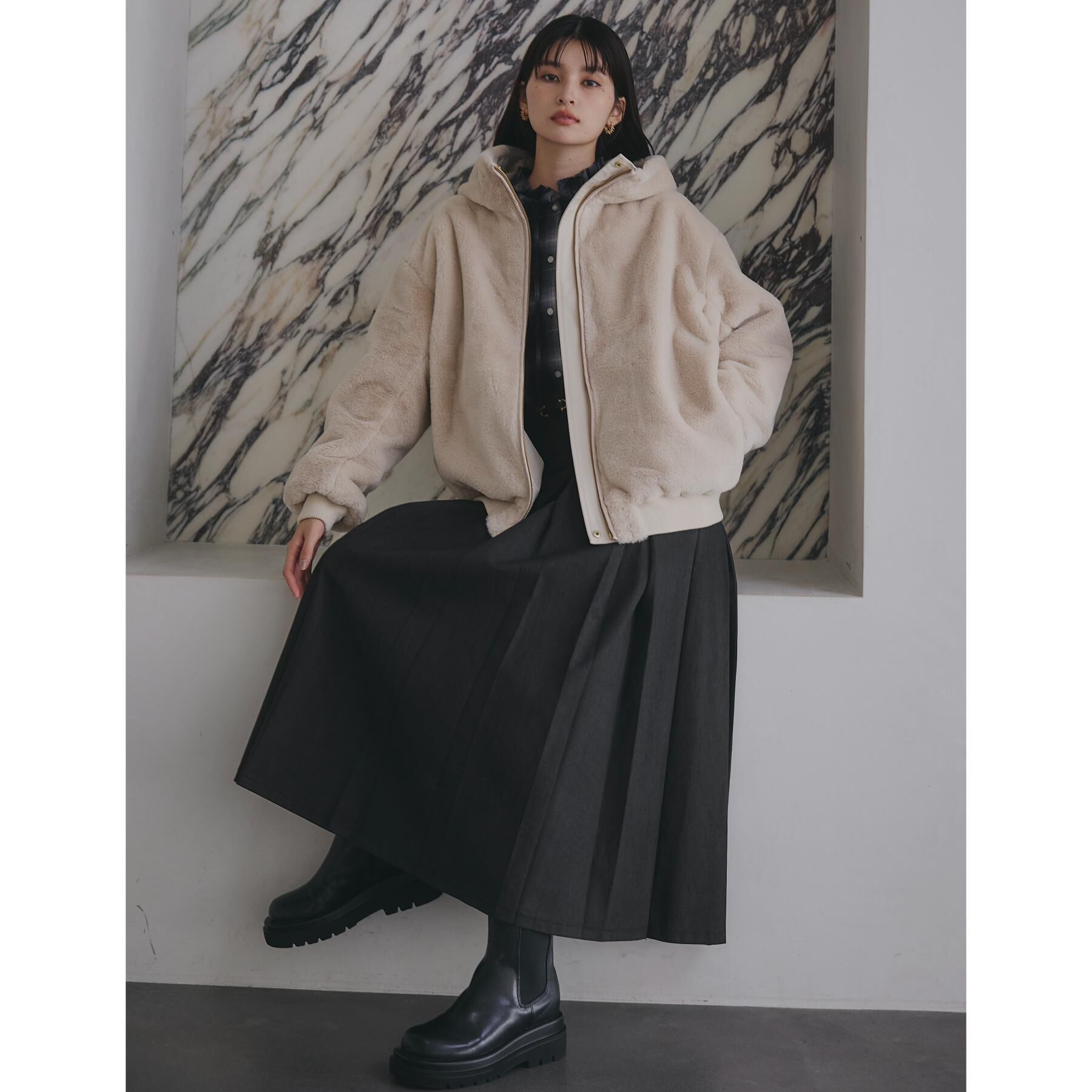 THE SHOP TK「【2WAY/洗える】リバーシブル フェイクファーブルゾン」|ブルゾン・スタジャン|