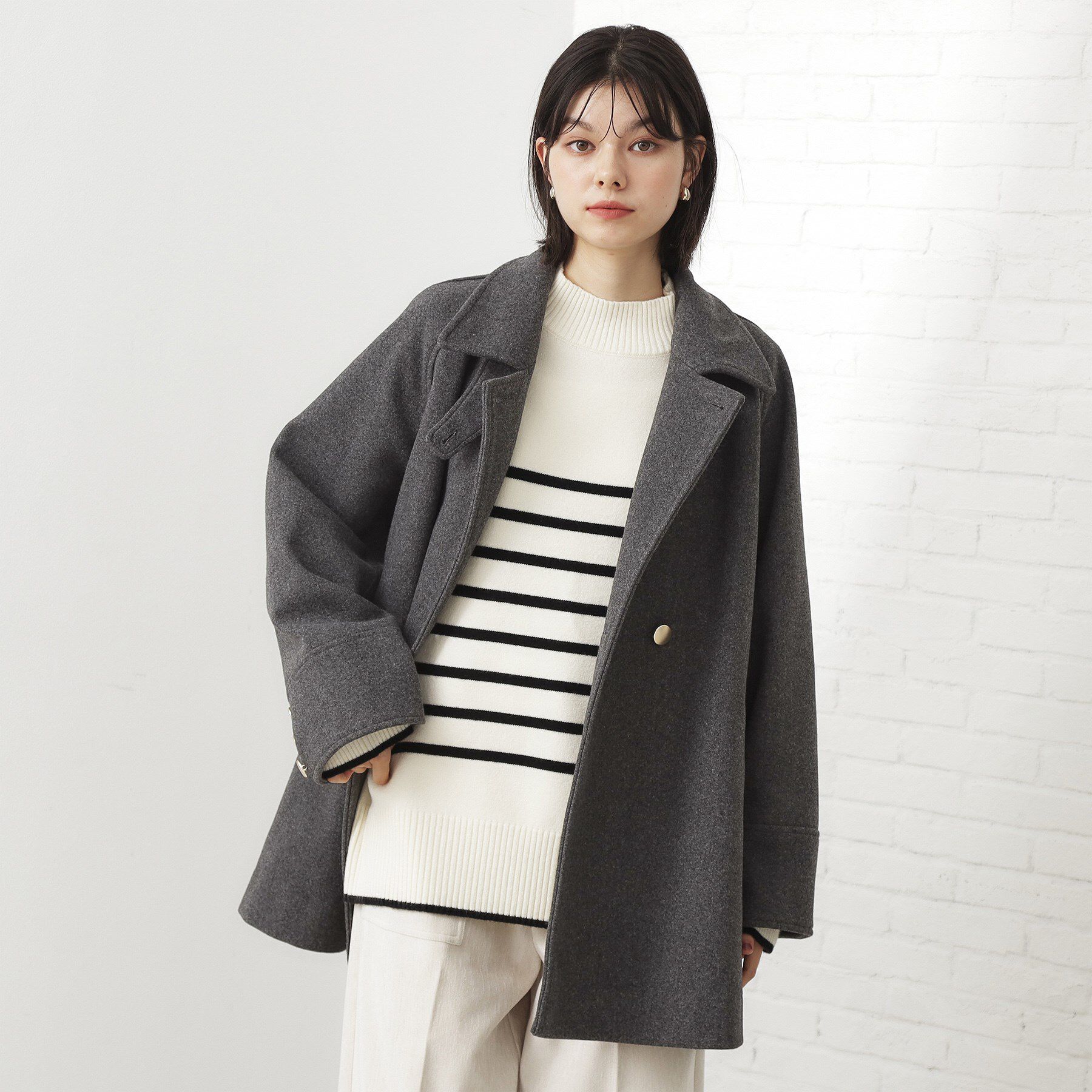 THE SHOP TK「クラシカルな装い ウールライクスタンドカラーコート」|その他|