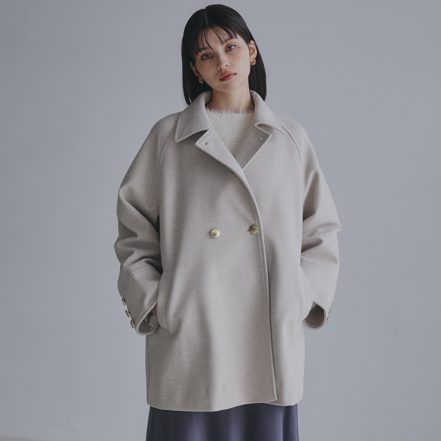 THE SHOP TK「クラシカルな装い ウールライクスタンドカラーコート」|その他|グレージュ(050)