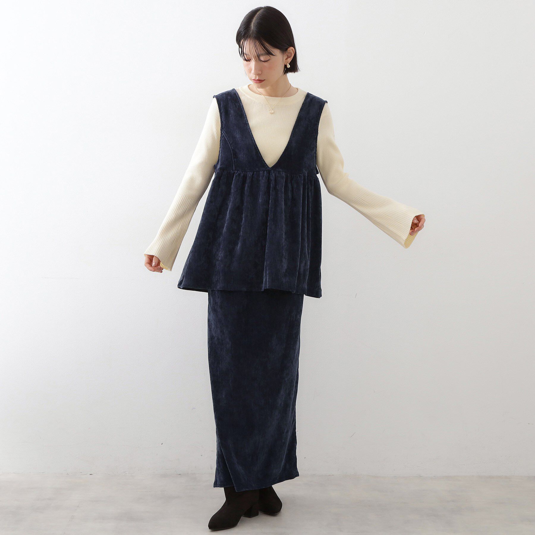 THE SHOP TK「ベロアセットアップ」|スーツ|ネイビー(094)