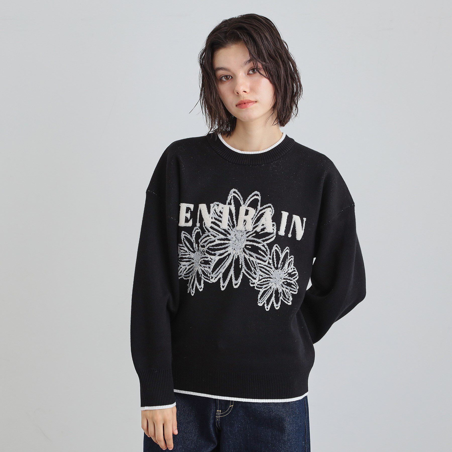 THE SHOP TK「花柄ラメジャカードニット」|ニット・セーター|