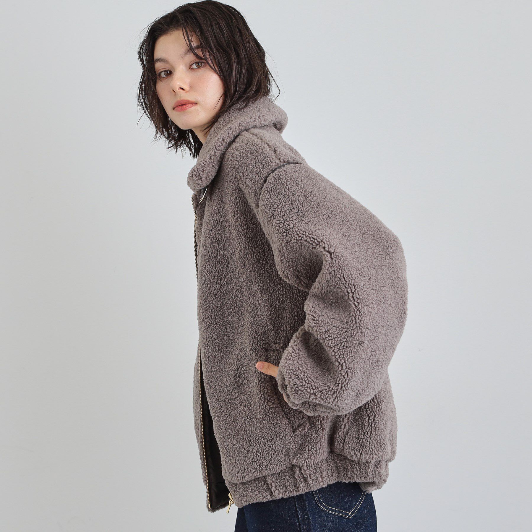 THE SHOP TK「マシュマロタッチ ボアボンバージャケット」|ブルゾン・スタジャン|