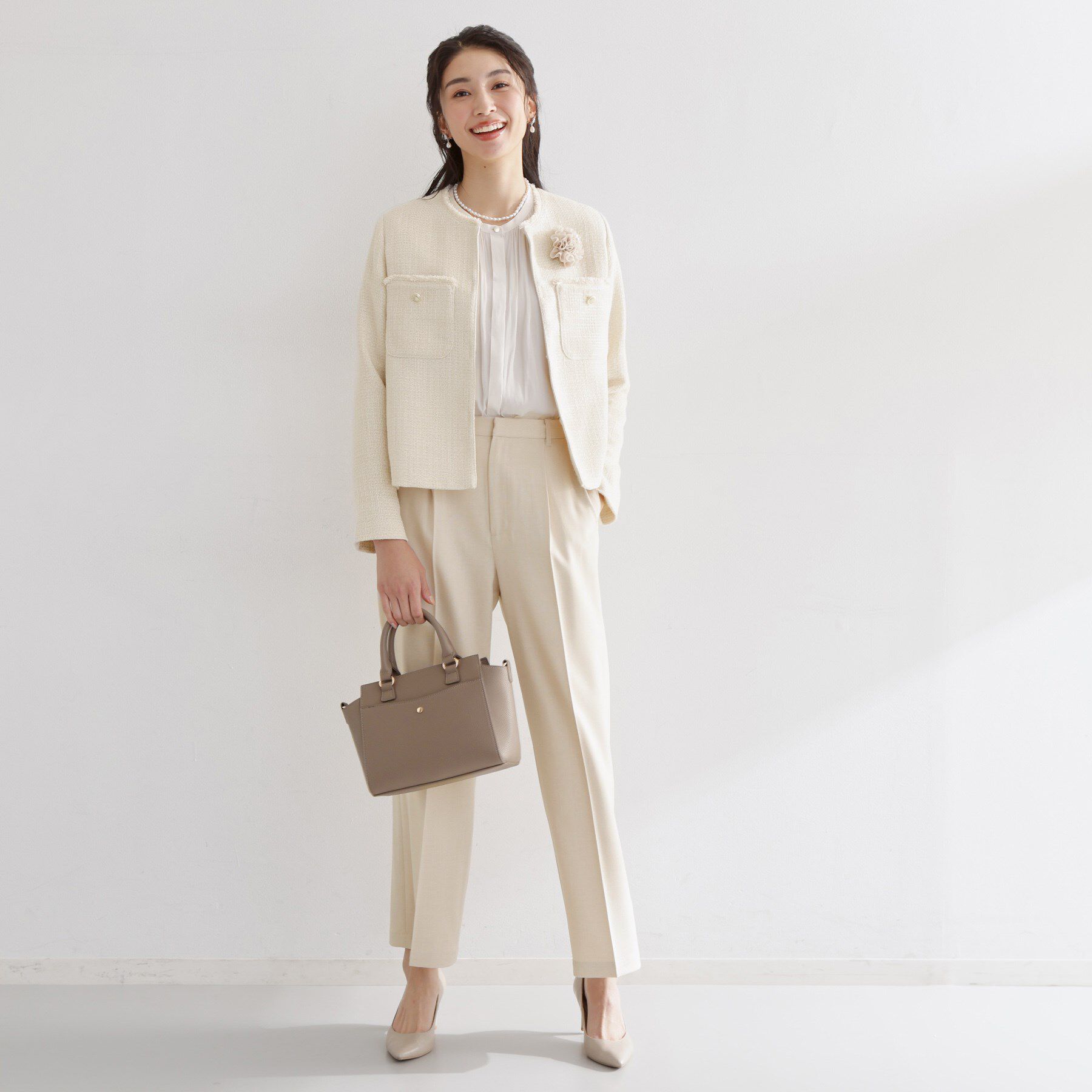 THE SHOP TK「【通勤・セレモニー】ツイードノーカラージャケット」|ノーカラージャケット|