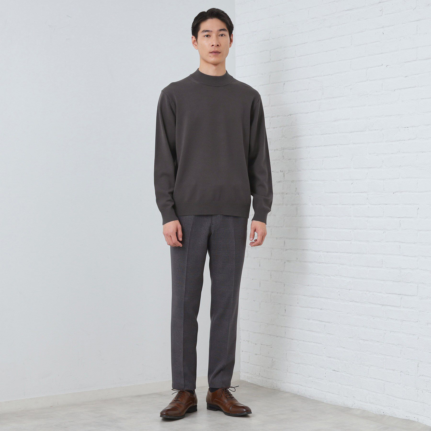 THE SHOP TK「【冬のビジネスシーンに最適】シルキーモックネックニット　洗濯機OK」|ニット・セーター|