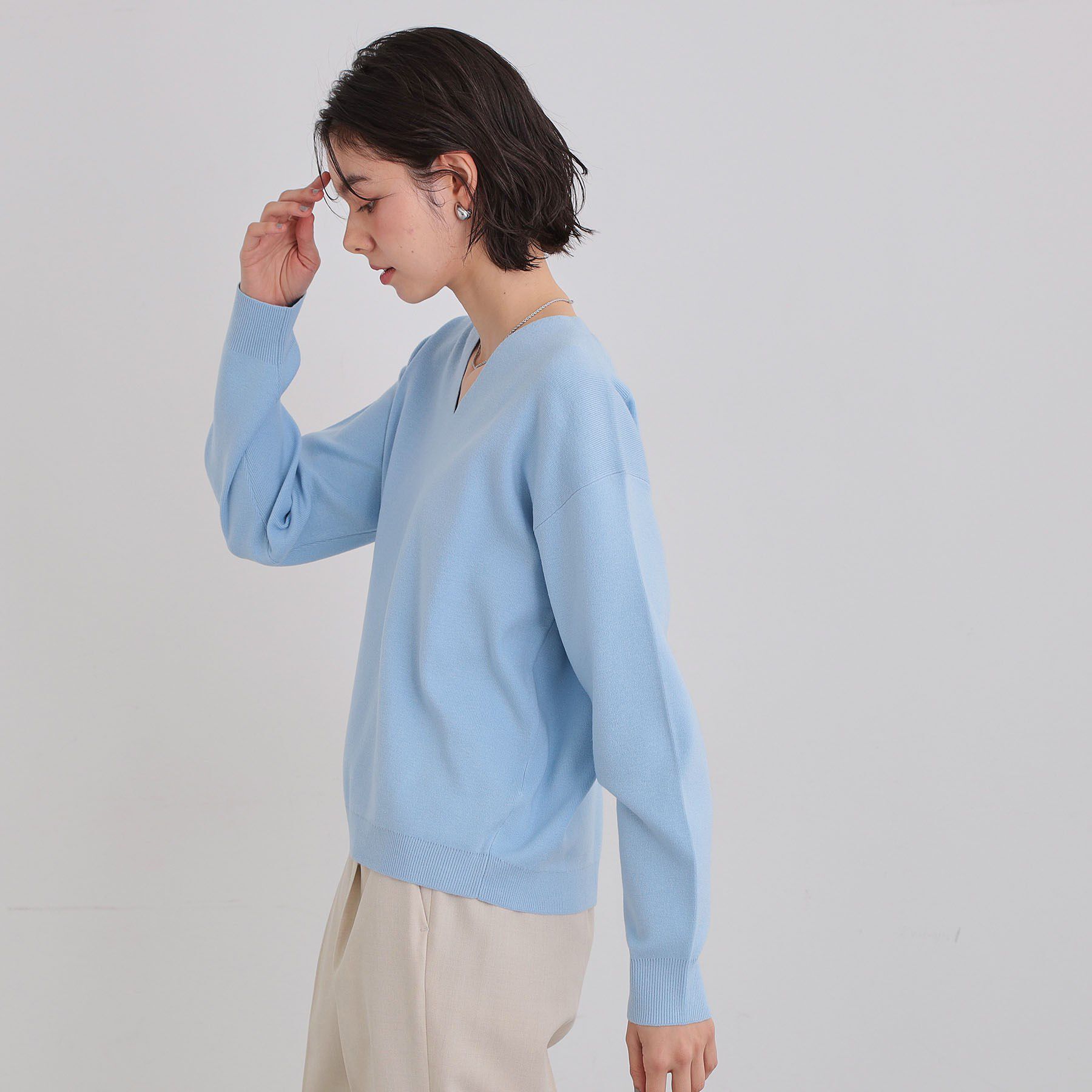 THE SHOP TK「【S-XLサイズ/上品見えが叶う】Vネックニット/洗濯機OK」|ニット・セーター|