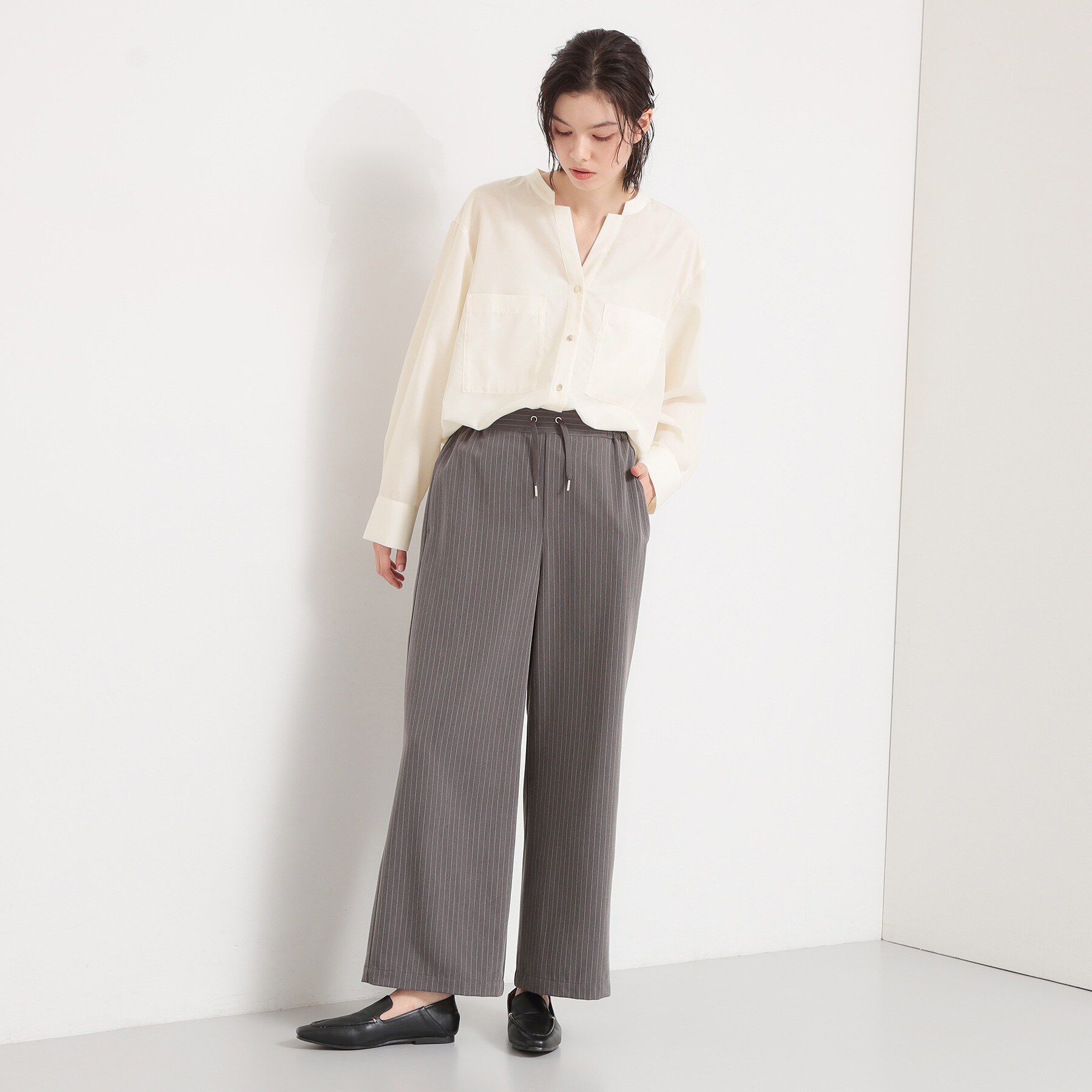 THE SHOP TK「【刻みネックですっきり見え】Wポケット金ボタンシャツ」|シャツ・ブラウス|