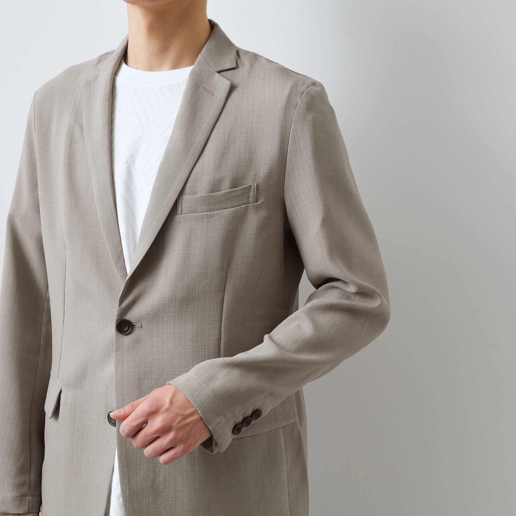 THE SHOP TK「【LINO FINE】リネンライク テーラードジャケット 吸水速乾/イージーケア/UVカット/洗濯機」|テーラードジャケット|