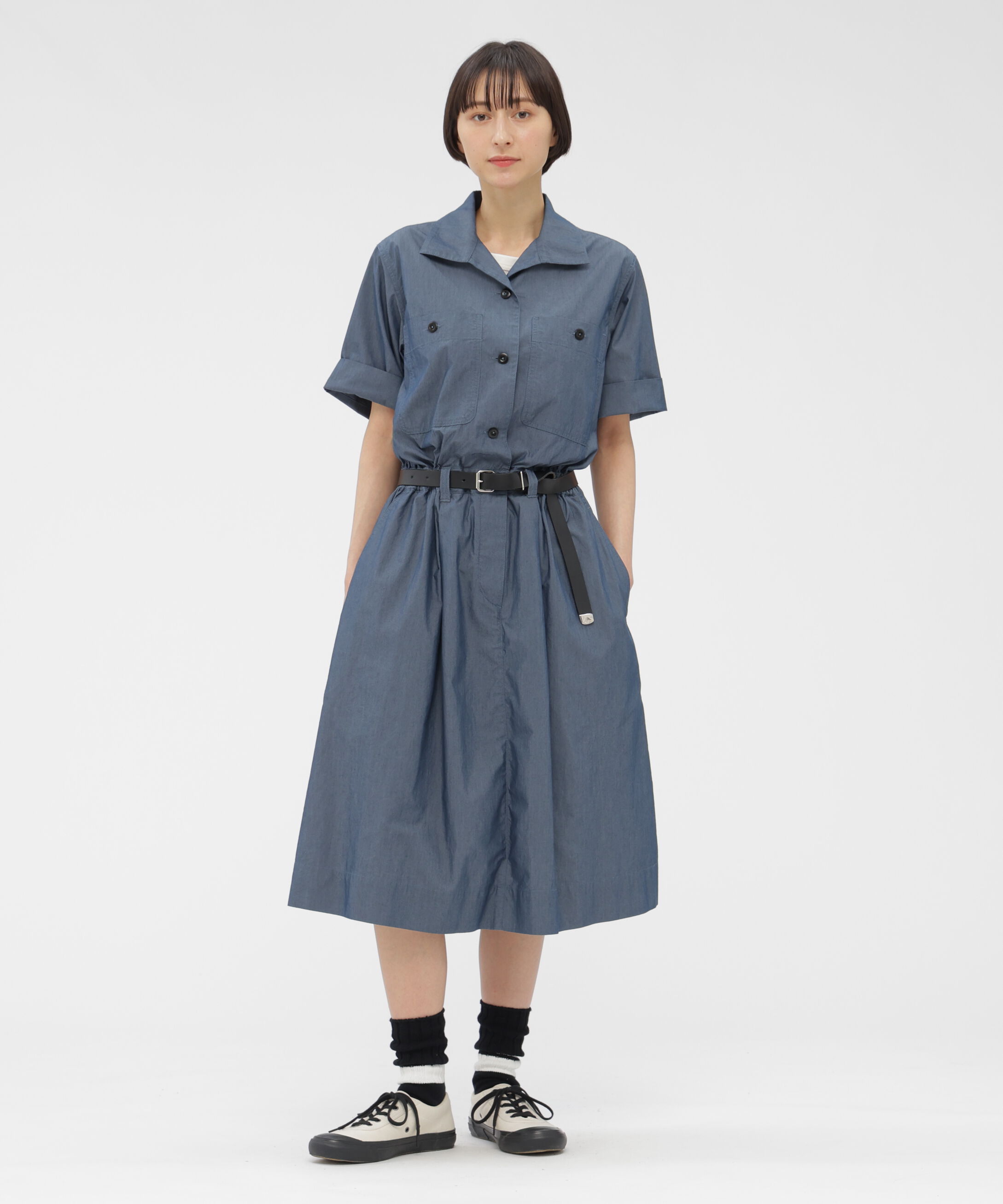 MHL.「SUPERLIGHT COTTON NYLON DRESS」|ワンピース|MID BLUE3