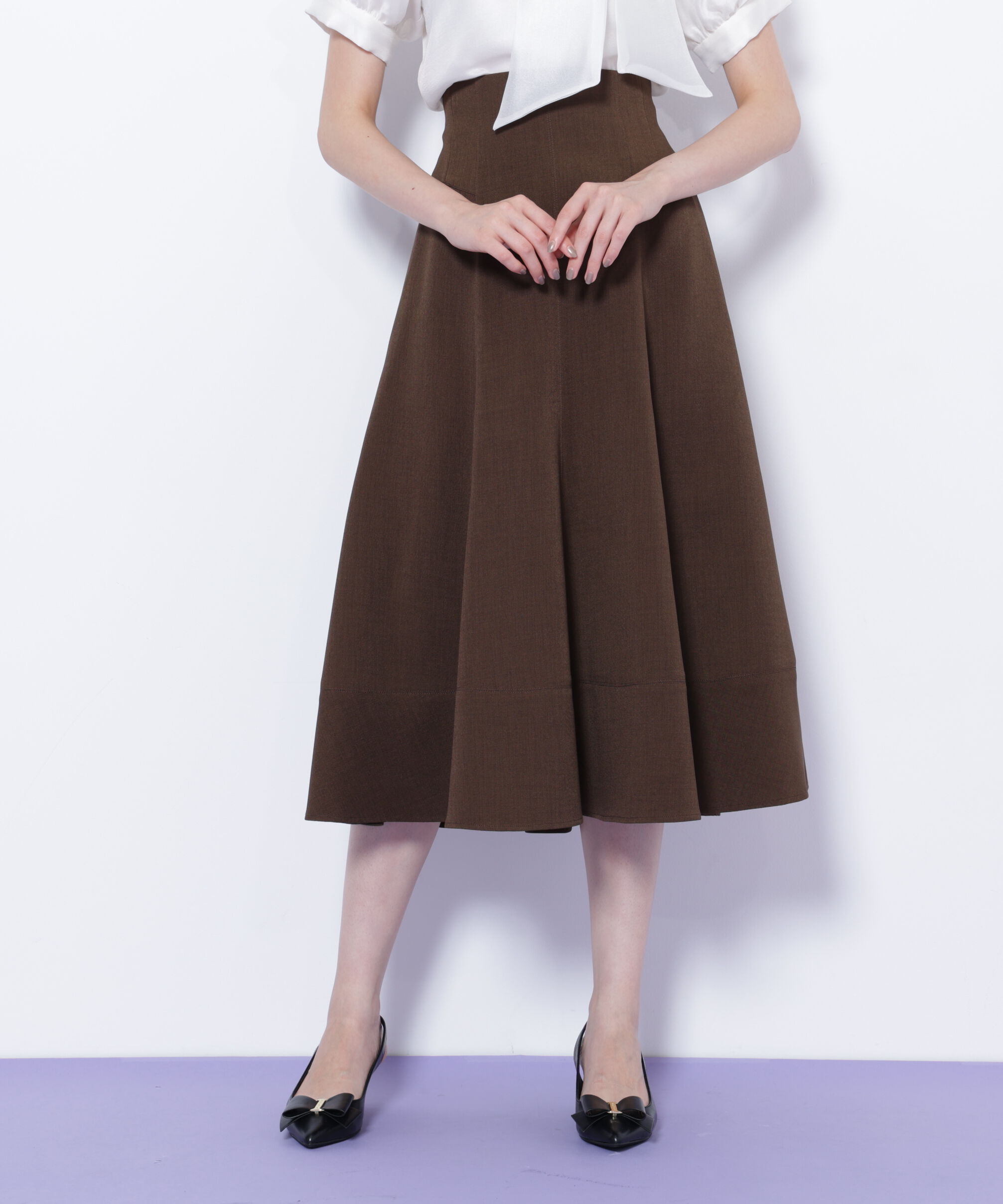  「ステッチフレアスカート」|スカート|ブラウン