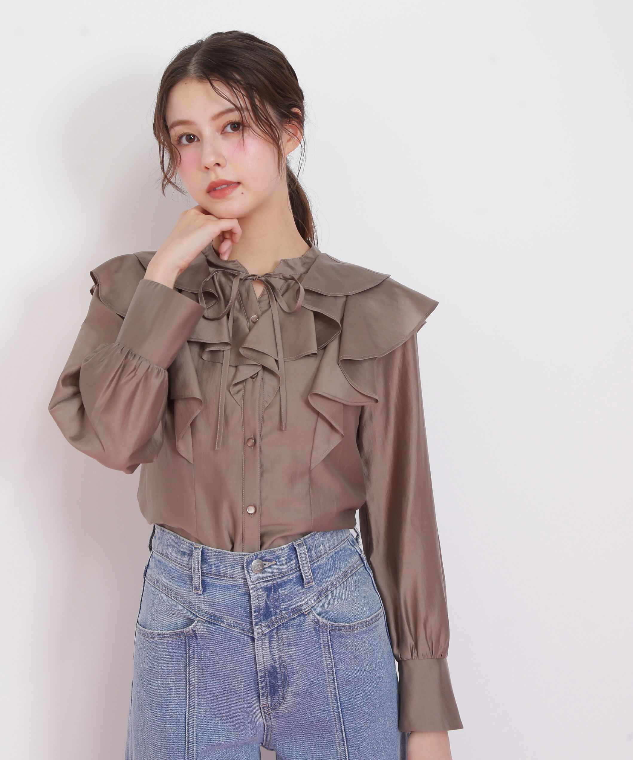  「長袖ラッフルブラウス」|シャツ・ブラウス|