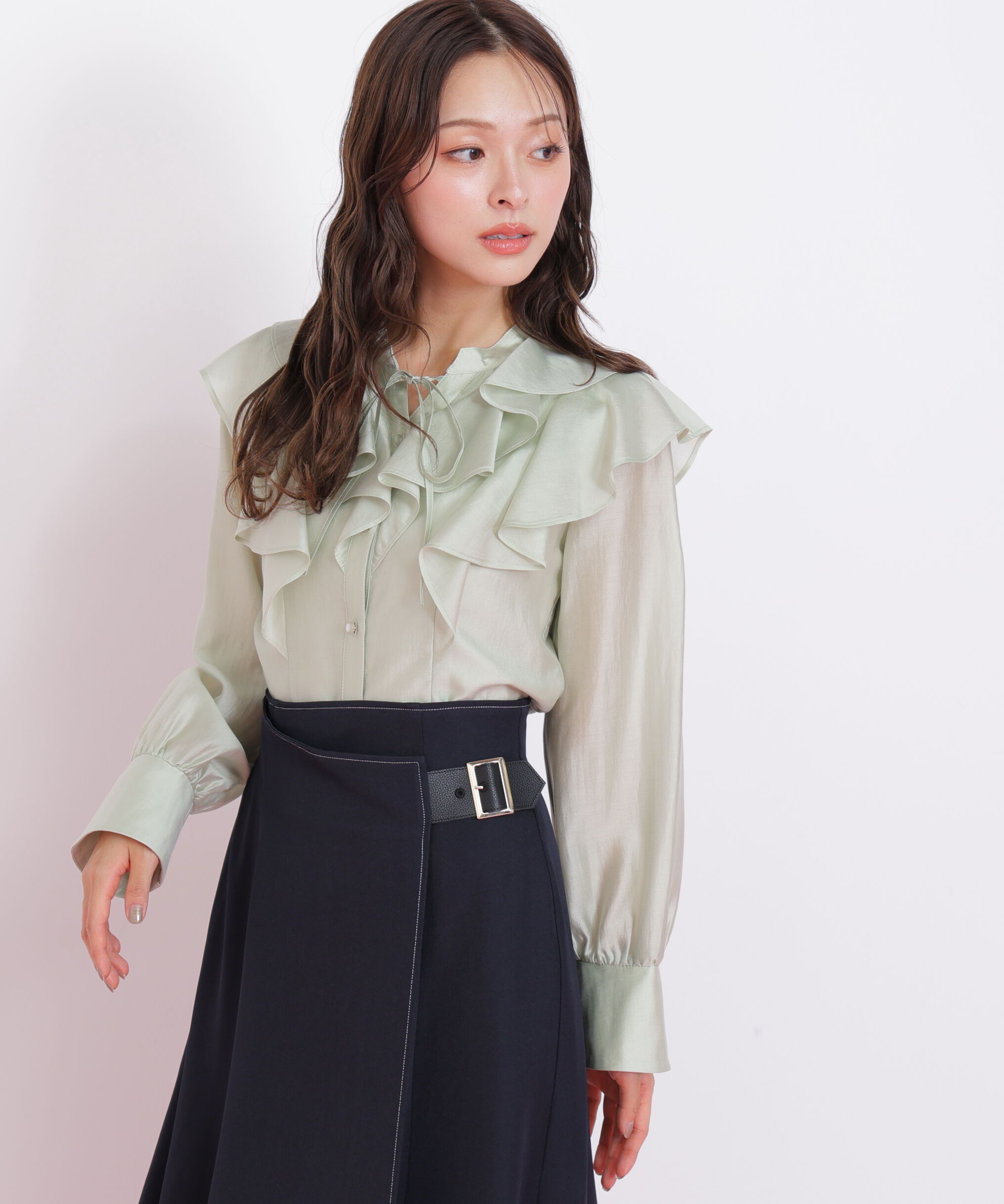  「長袖ラッフルブラウス」|シャツ・ブラウス|