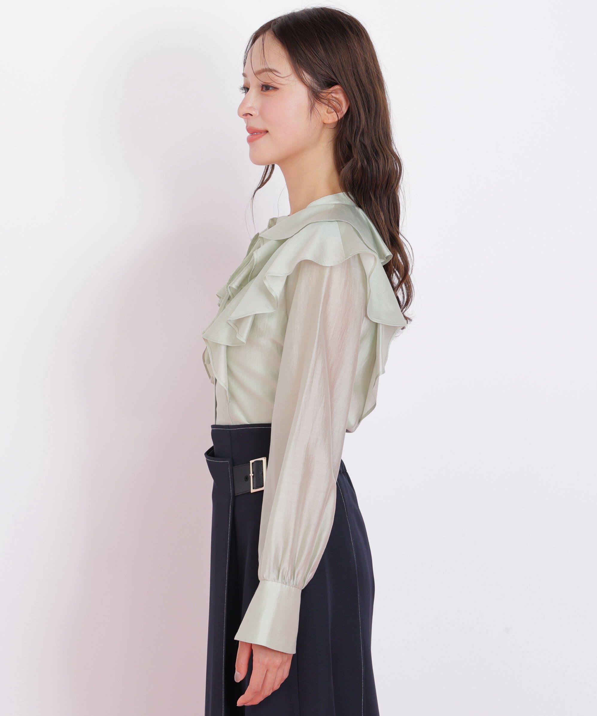  「長袖ラッフルブラウス」|シャツ・ブラウス|