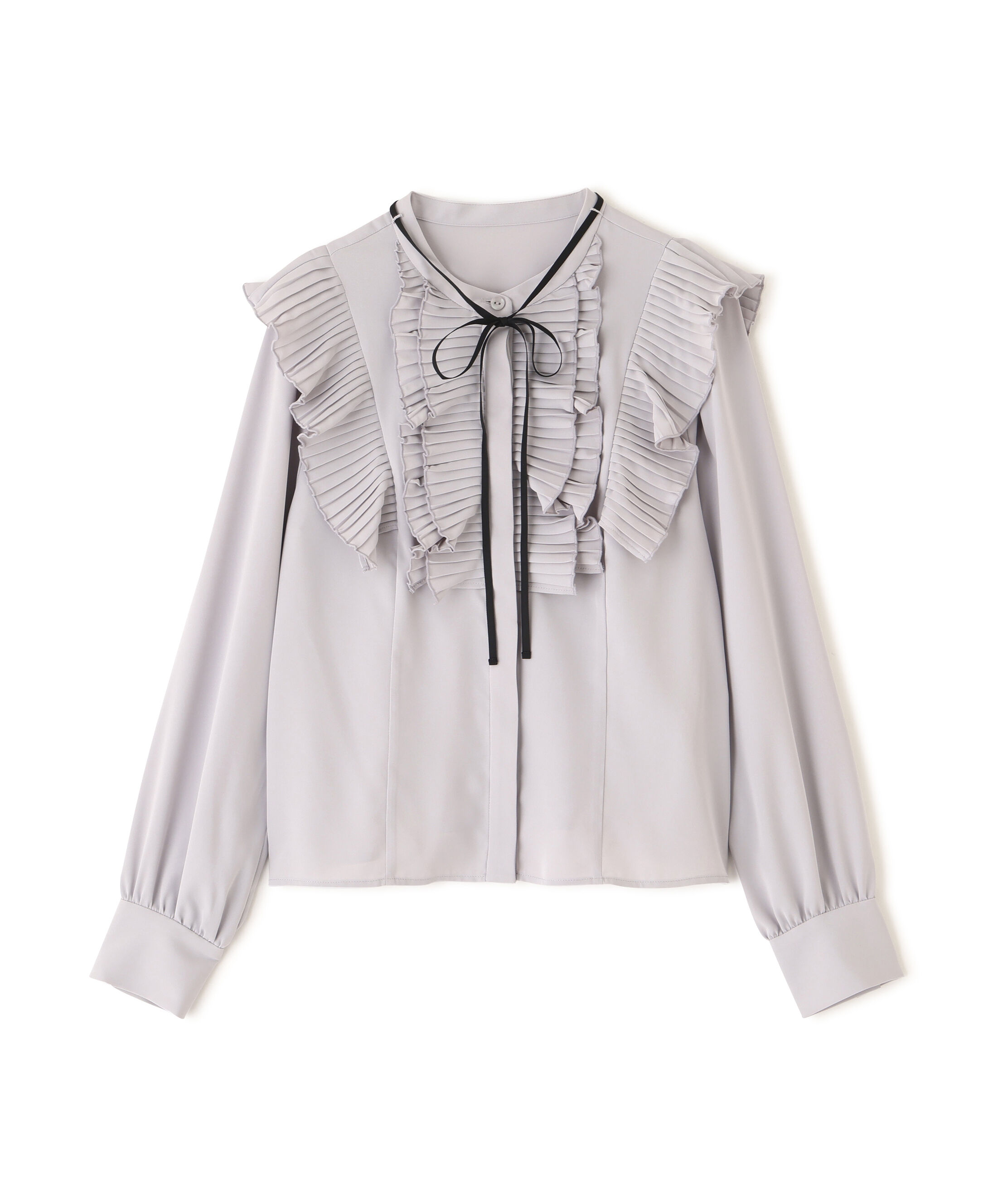  「プリーツフリルブラウス」|シャツ・ブラウス|アイスグレー