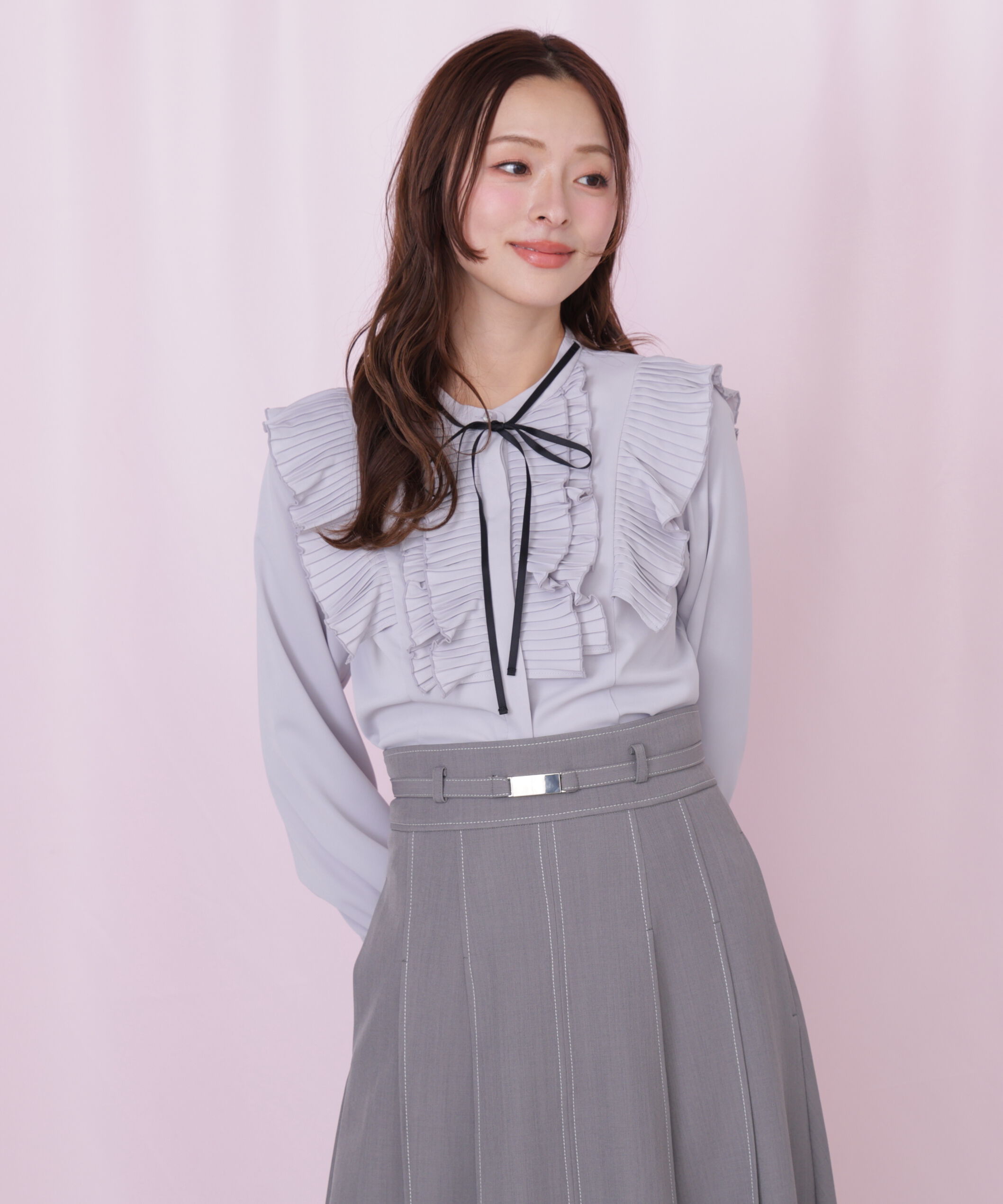  「プリーツフリルブラウス」|シャツ・ブラウス|