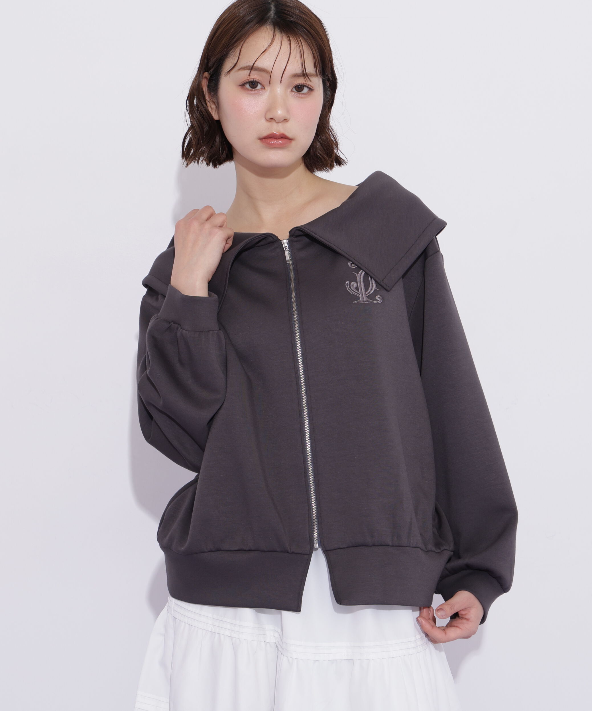  「ビッグカラーパーカーティアードミニスカートセット」|ワンピース|