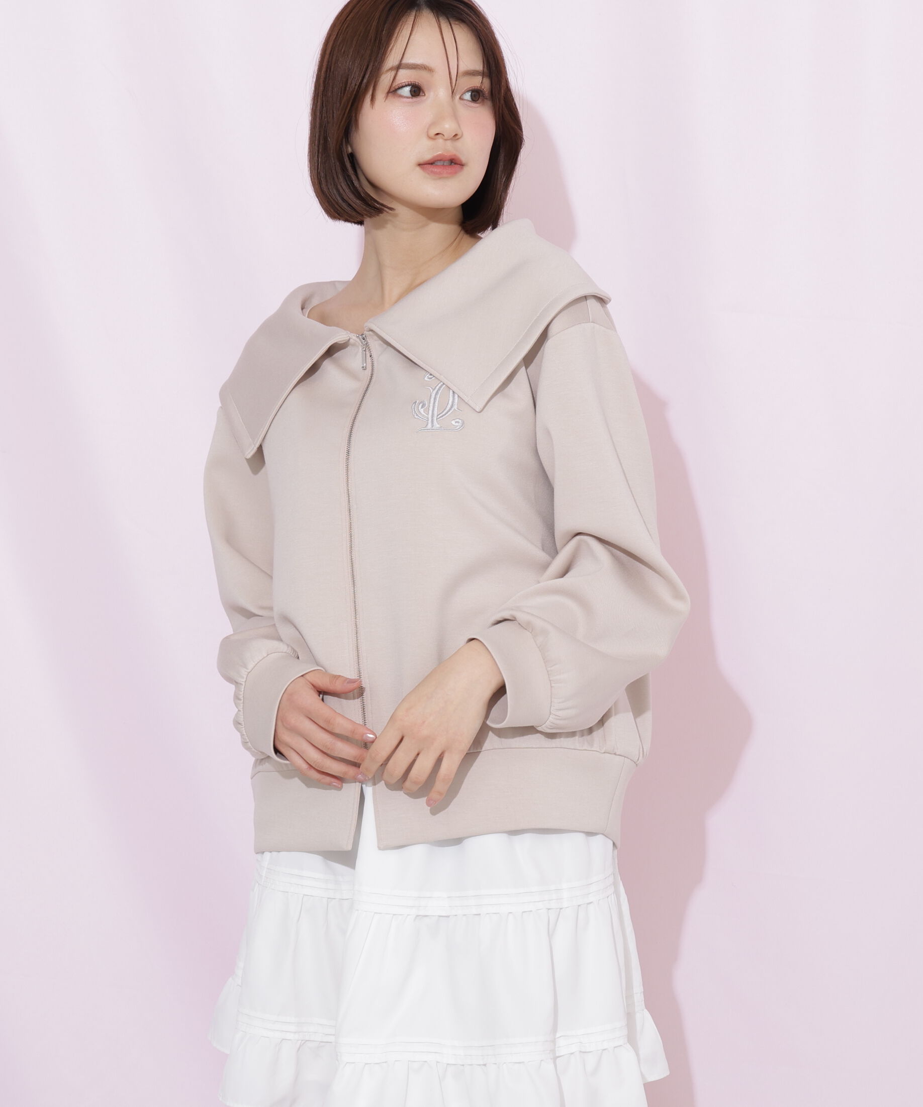  「ビッグカラーパーカーティアードミニスカートセット」|ワンピース|