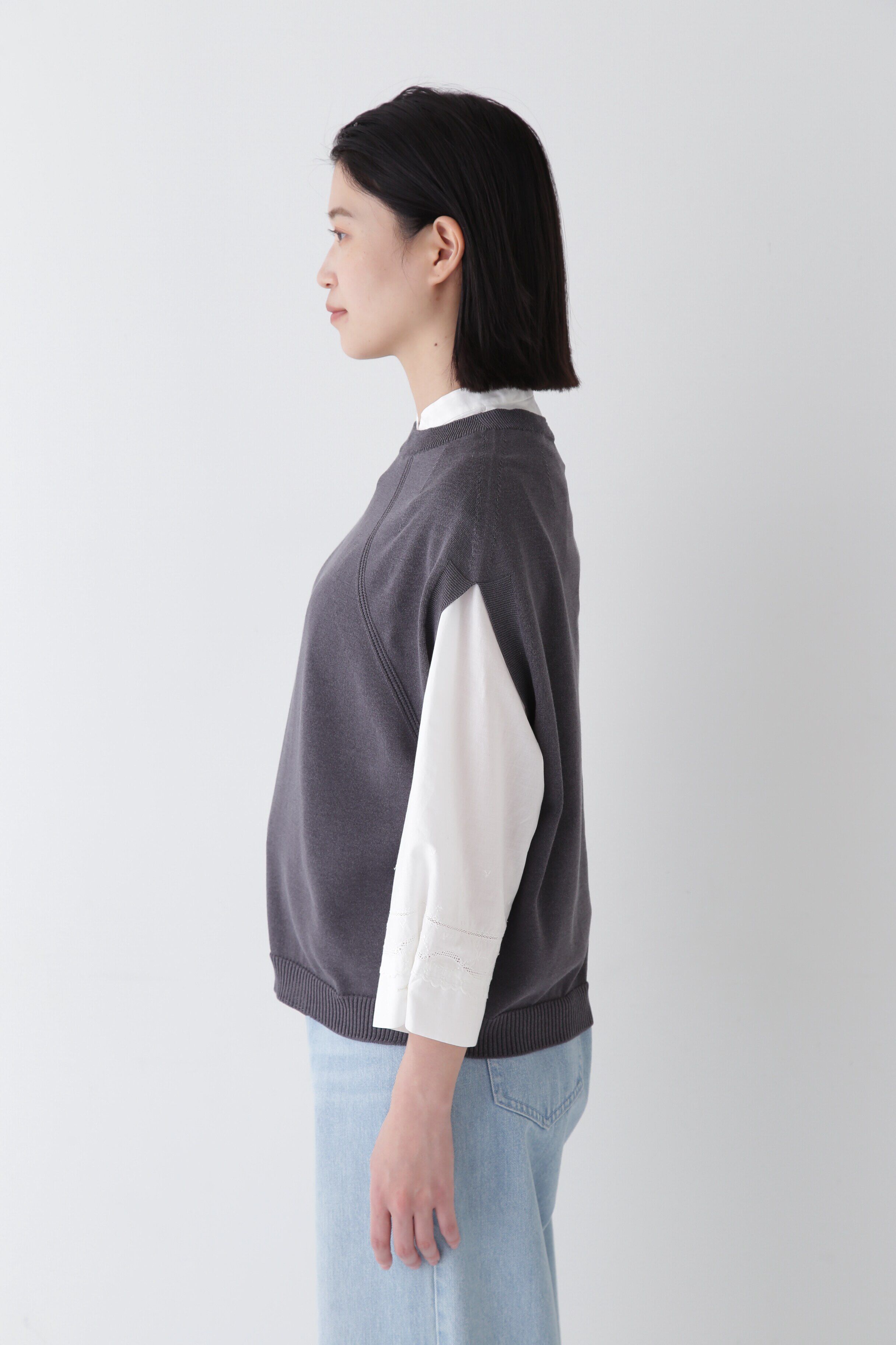  「◆【ウォッシャブル】ハイゲージクルーネックニットベスト」|ニット・セーター|