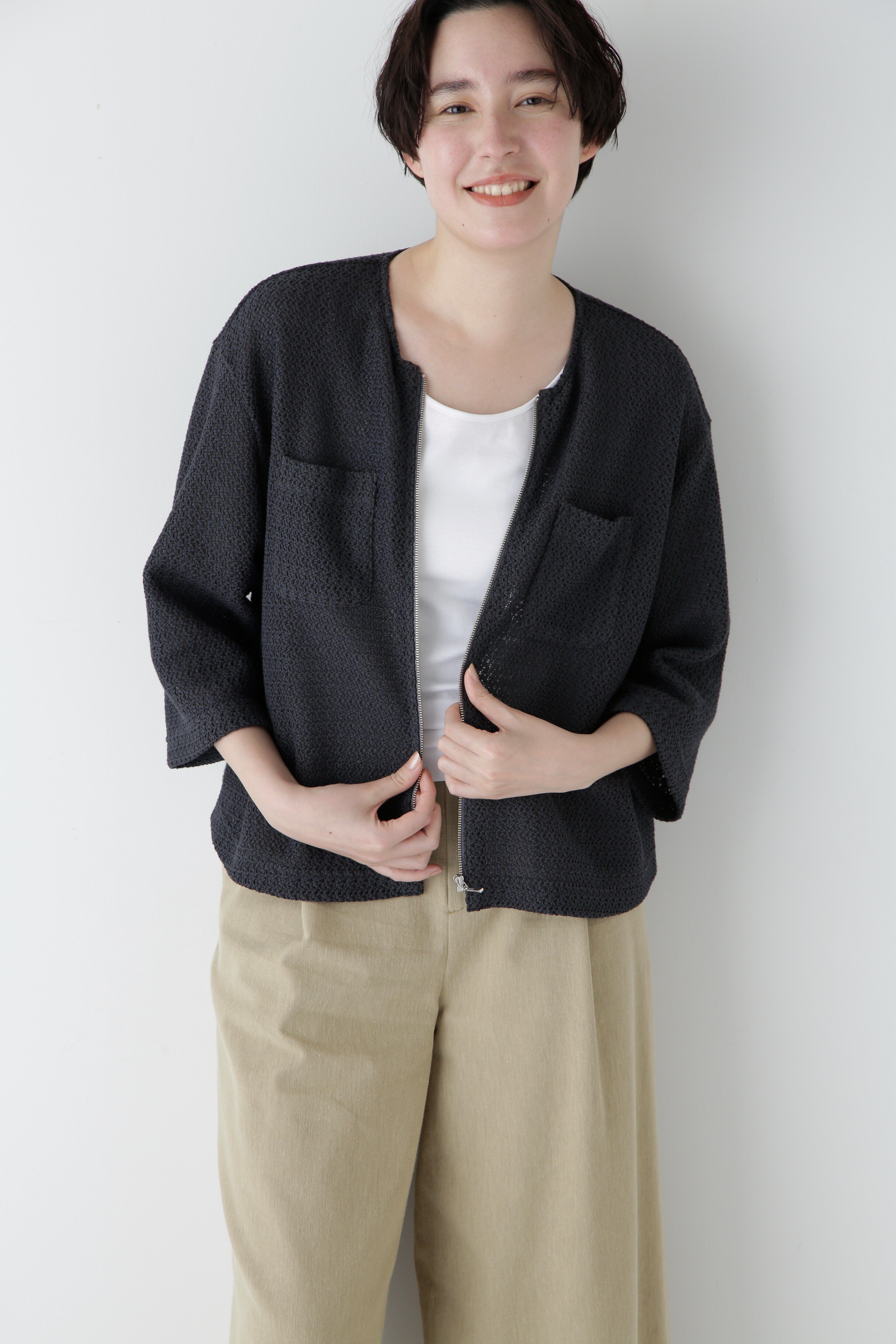  「◆ラッセルノーカラージップブルゾン」|Tシャツ・カットソー|