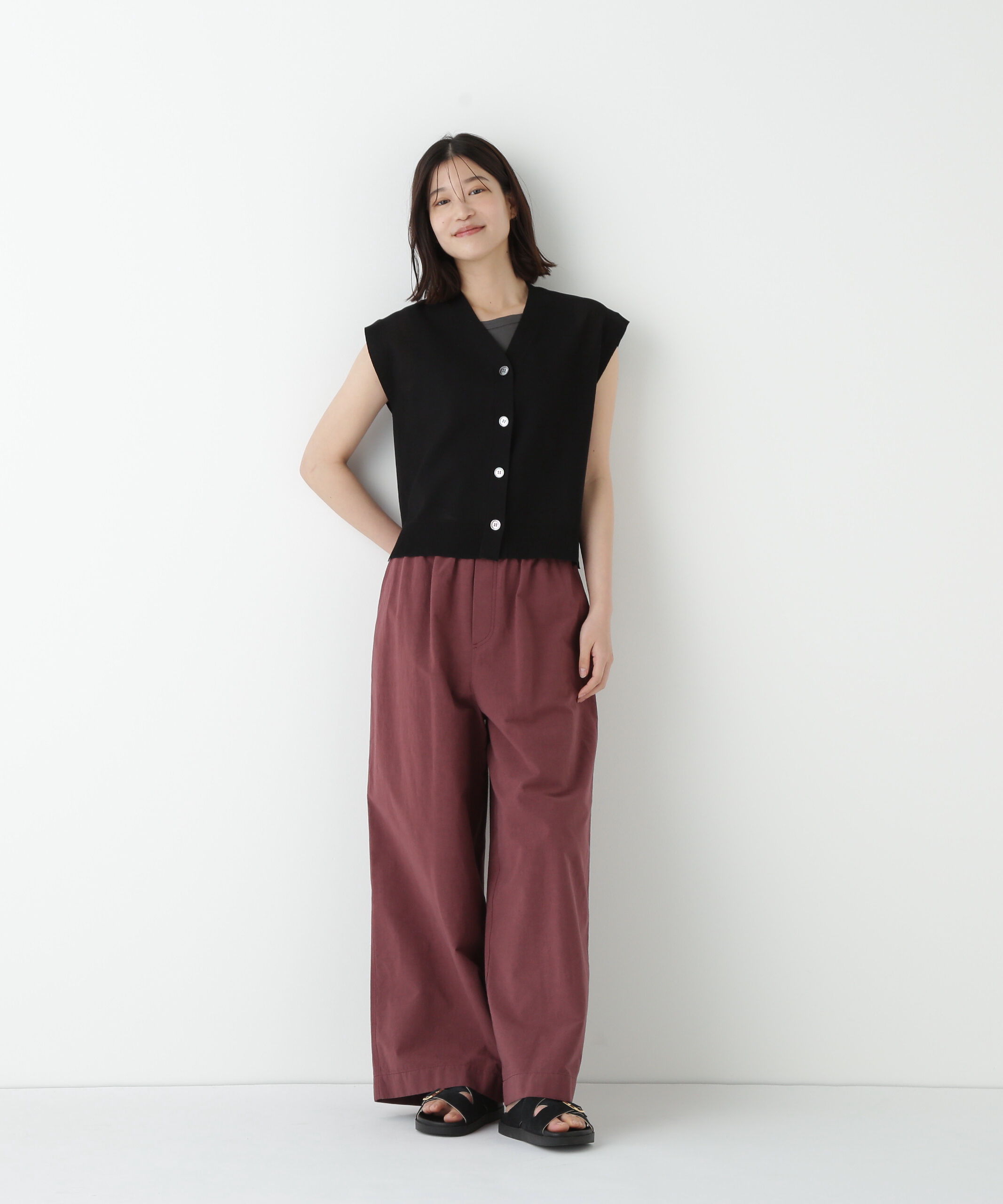  「◆綿ナイロン鹿の子ジレ」|ニット・セーター|